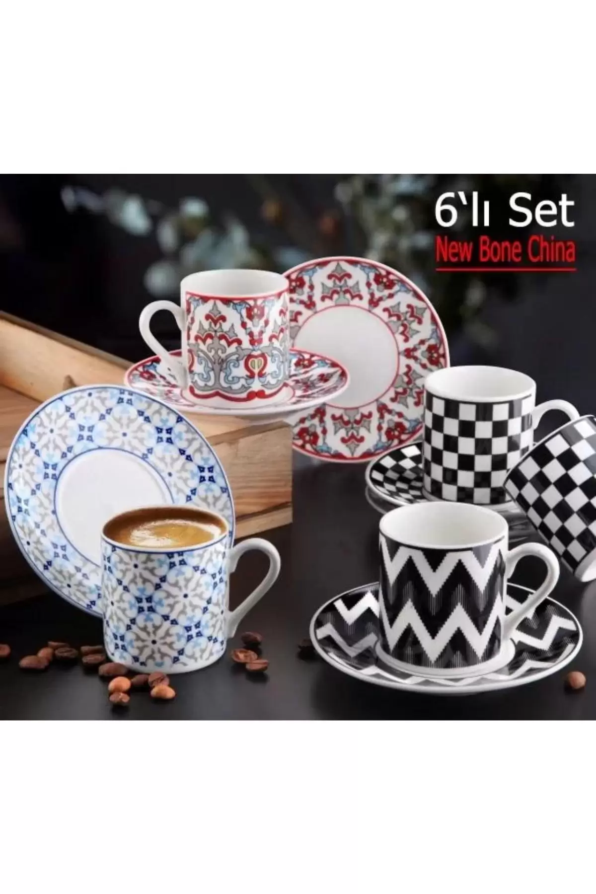 Gönül GNL3383 Porselen Kahve Fincan Takımı 6 Lı