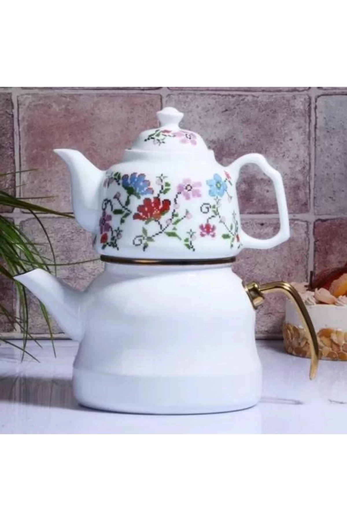 Kosova MIS131 Emaye Porselen Etamin Royal Çaydanlık