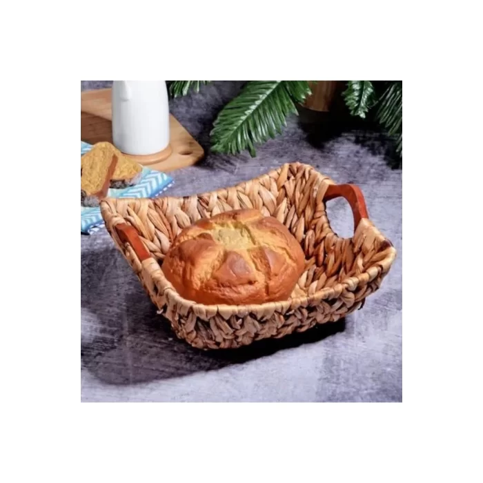 Kosova SPT204 Ahşap Kulplu Ekmek Sepeti 27x27x12 Cm