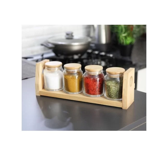 Gönül 2798 Bambu Kapaklı Baharat Seti 4 Lü