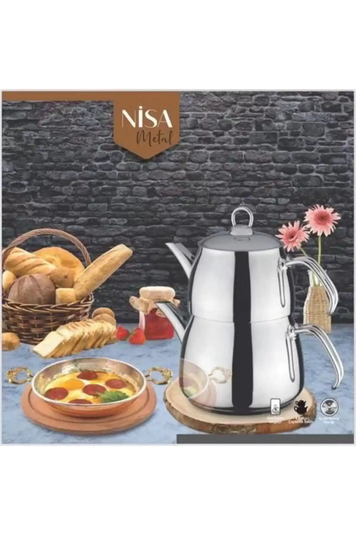 Alara NS02 Nisa Metal Orta Çaydanlık