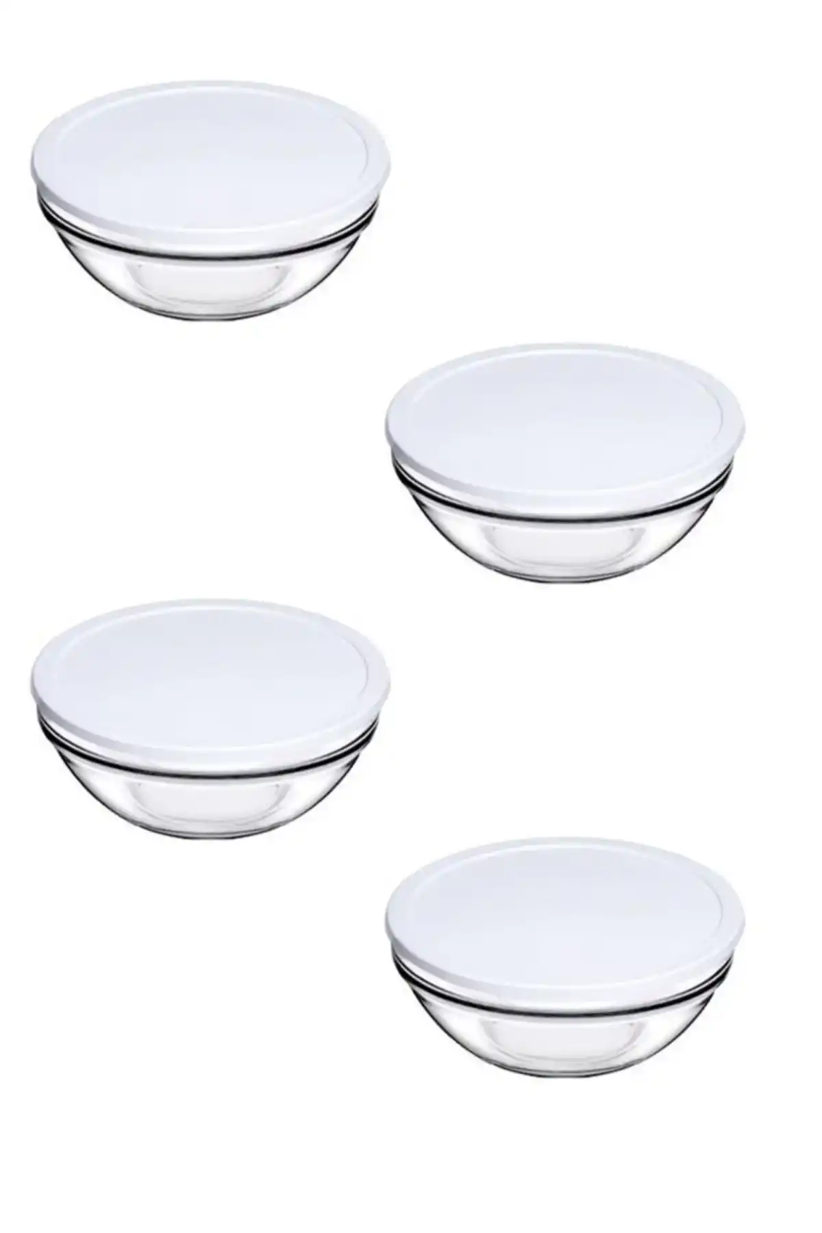 Paşabahçe 53563 Beyaz Kapaklı Saklama Kabı-Kase 1135 cc 4lü