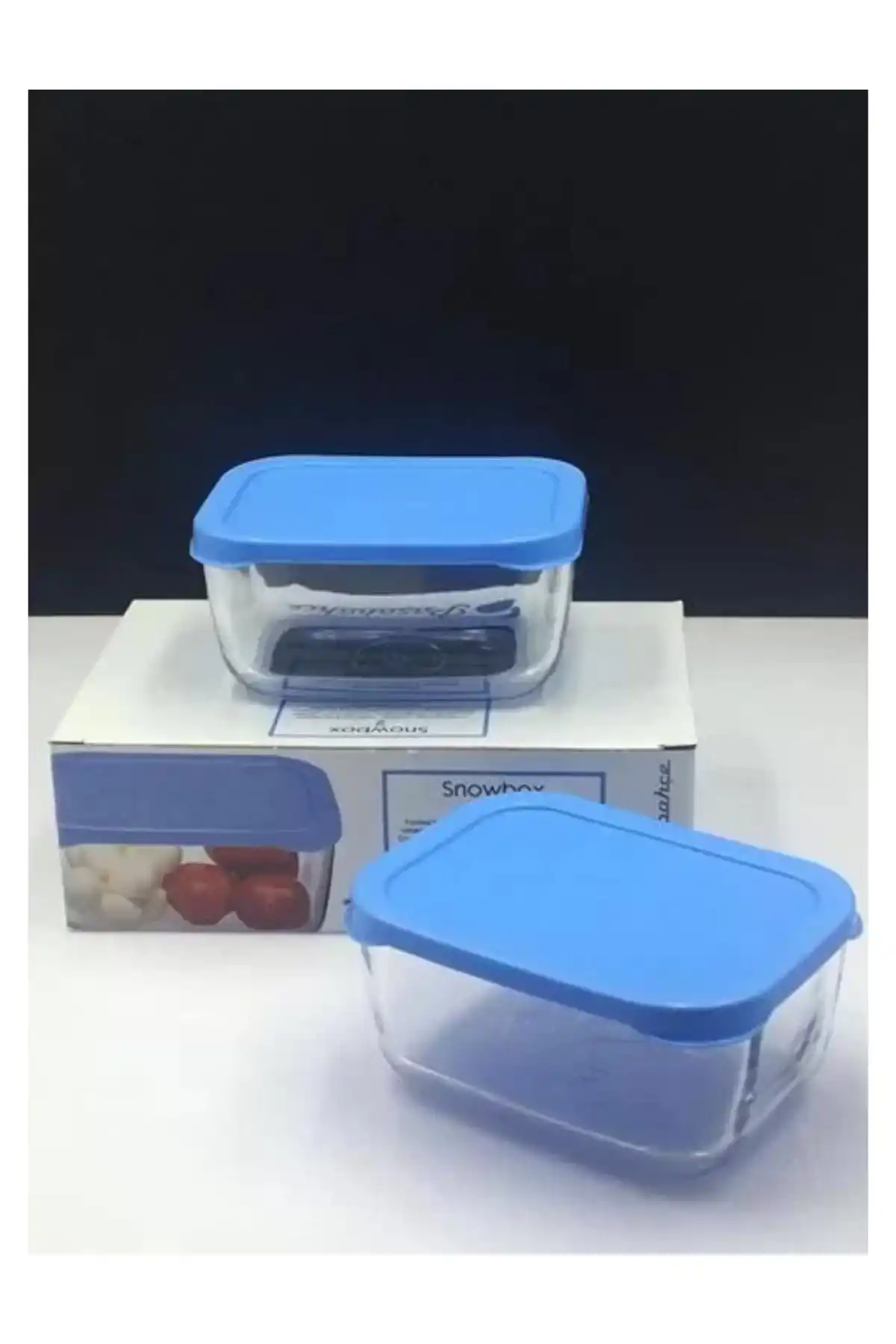 Paşabahçe 53733 Snow Box Kapaklı Saklama Kabı Mavi 420 cc 2li