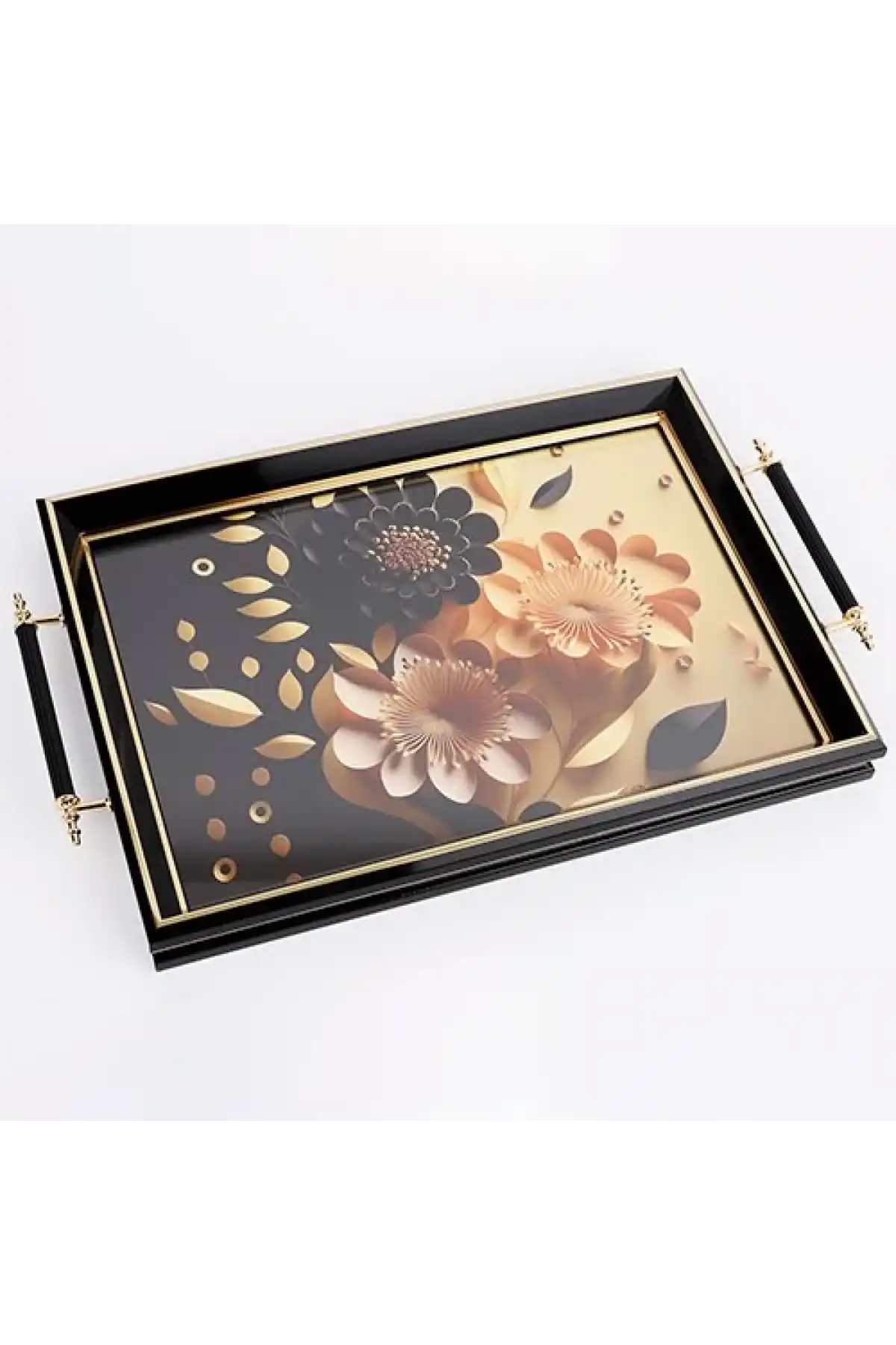 Kosova Çiçek Desenli Tepsi 50x31 cm