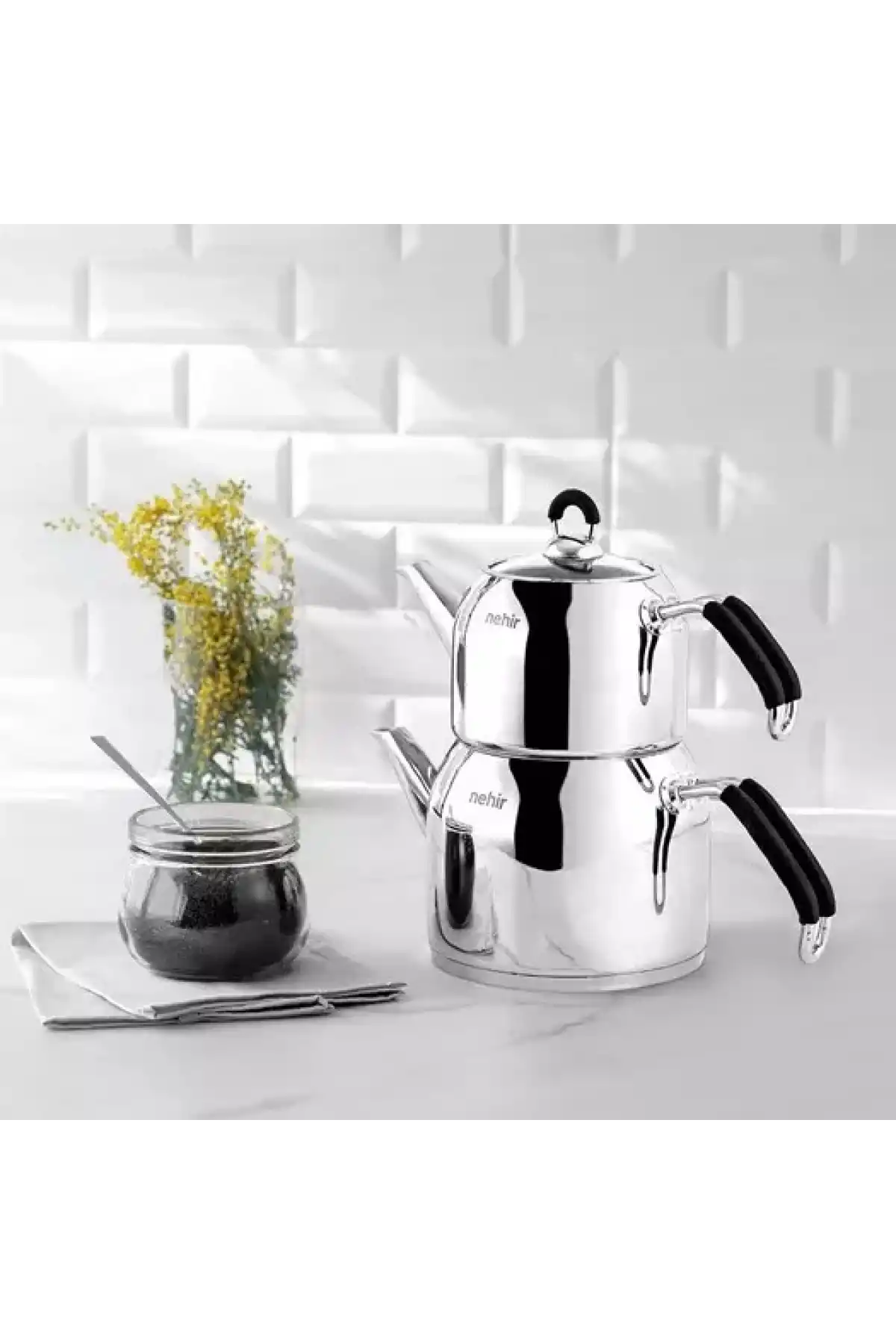 Nehir 29006 Modern Maxi Çelik Çaydanlık 1.6+2.5 Lt