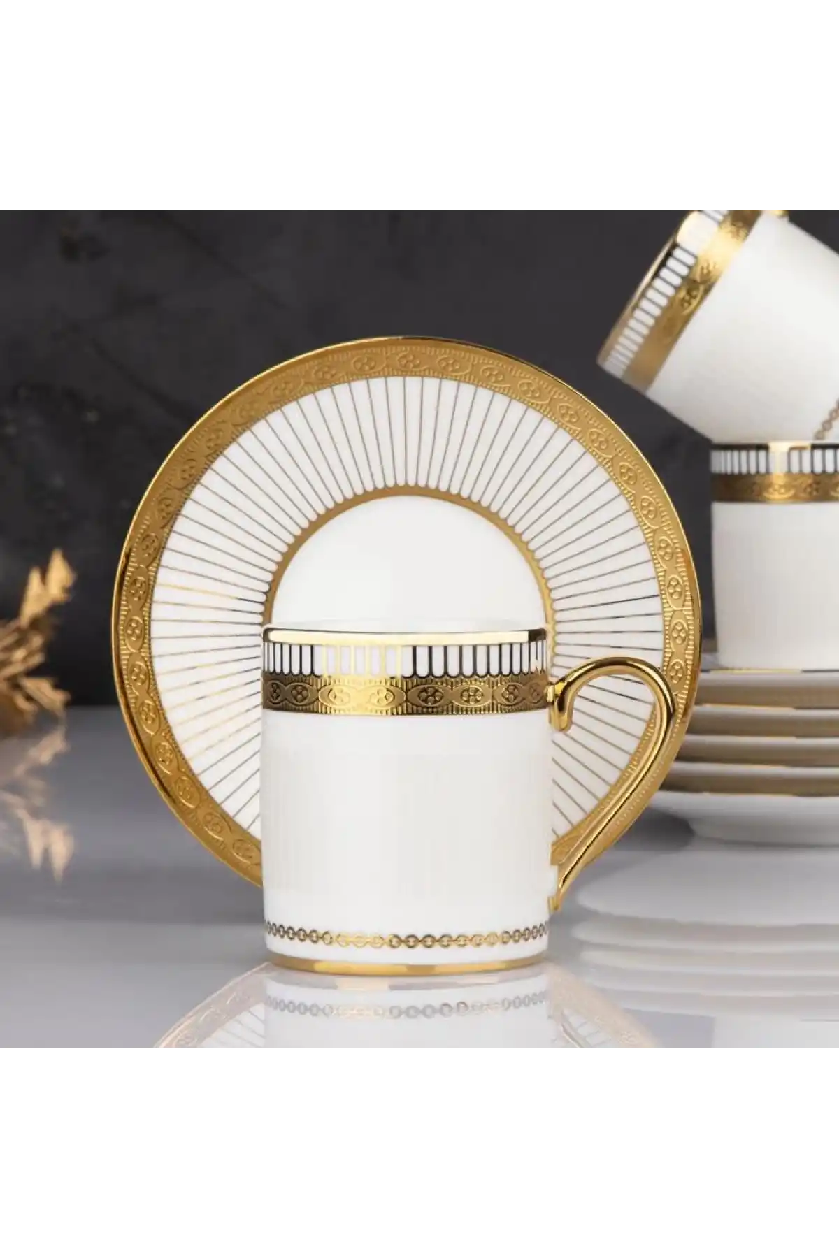 Kosova Gold Detaylı Porselen Kahve Seti 90 cc 6lı