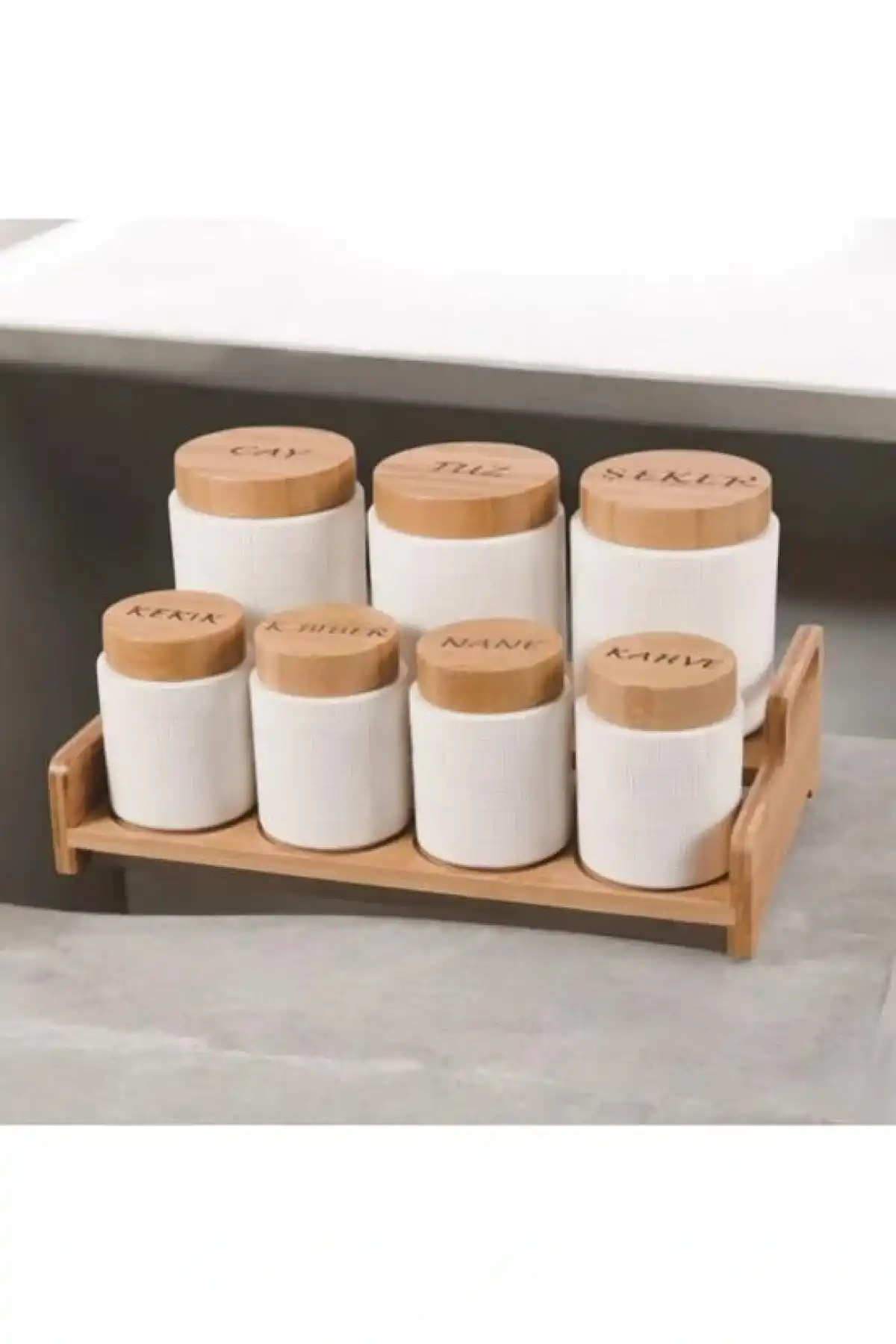 Gönül GNL 3514 Bambu Kapaklı Porselen Beyaz Baharatlık