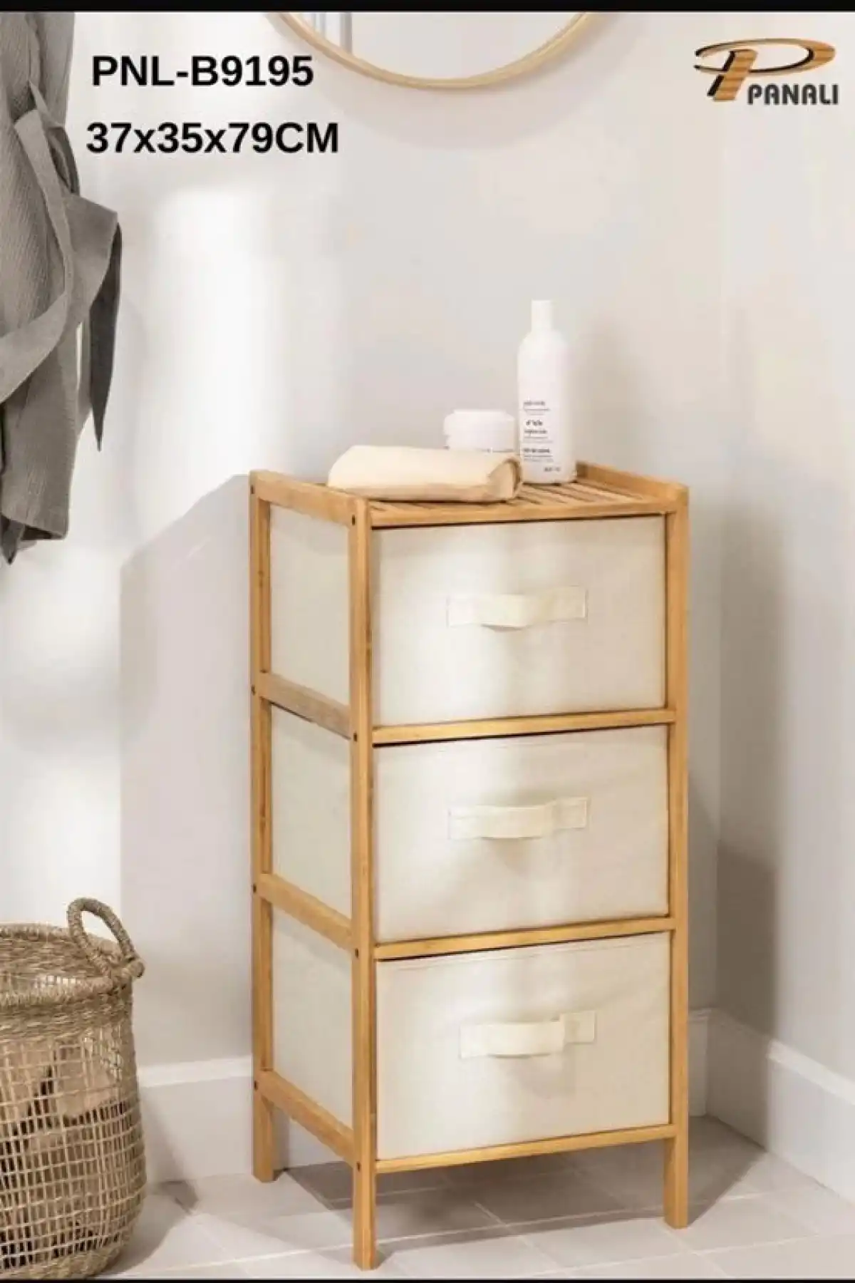 Pan 3 Çekmeceli Bambu