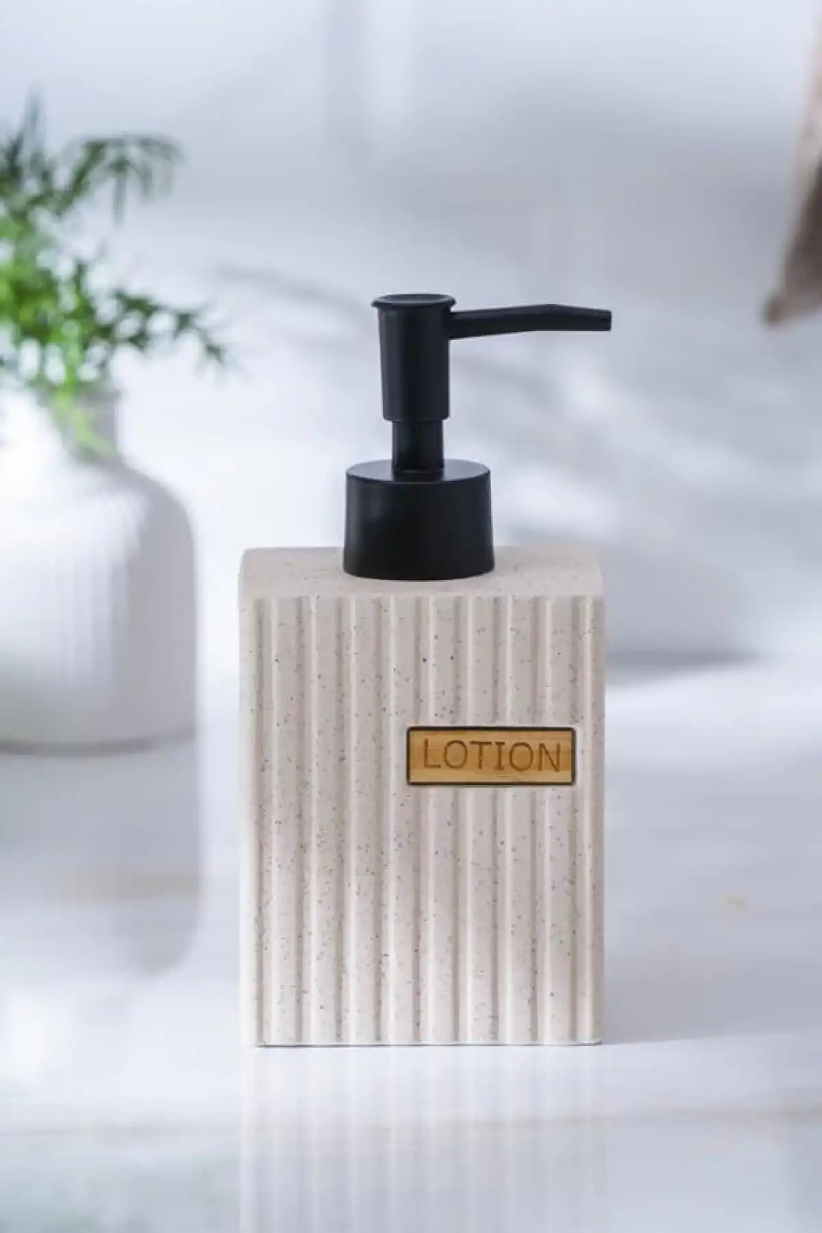 Acar SABJ6985 Vega Siyah Pompalı Bej Renk Porselen Sıvı Sabunluk