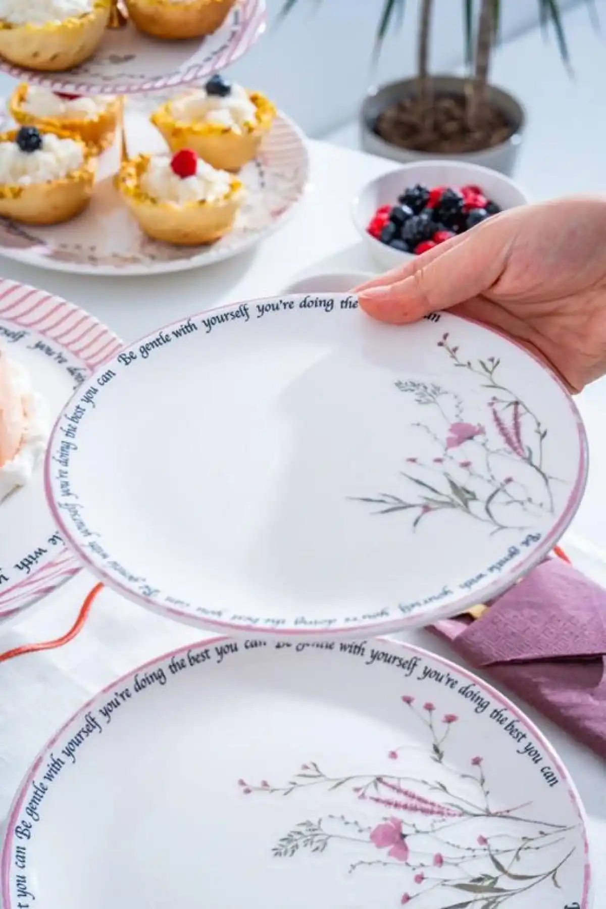 Acar HCA9085 Laila Desenli Seramik Pasta Tabağı 19 cm 6lı