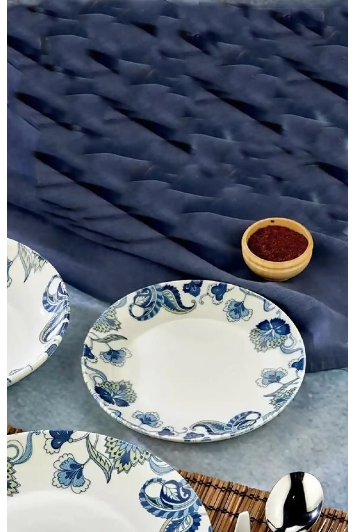 Cooker Çiçek Desenli Porselen Pasta Tabağı 19 cm 6lı