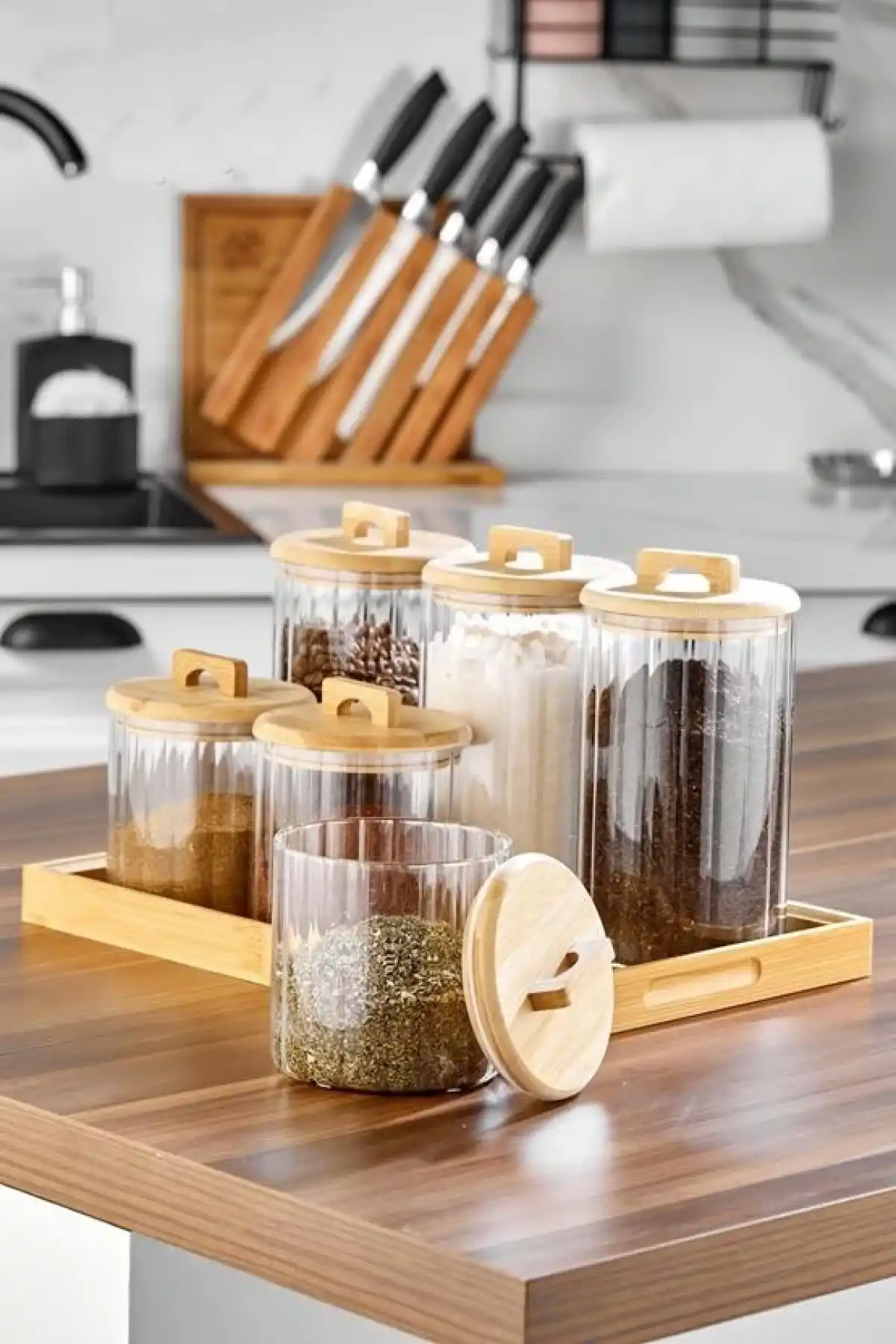 Cok Porselen 6lı Cam Baharat Seti