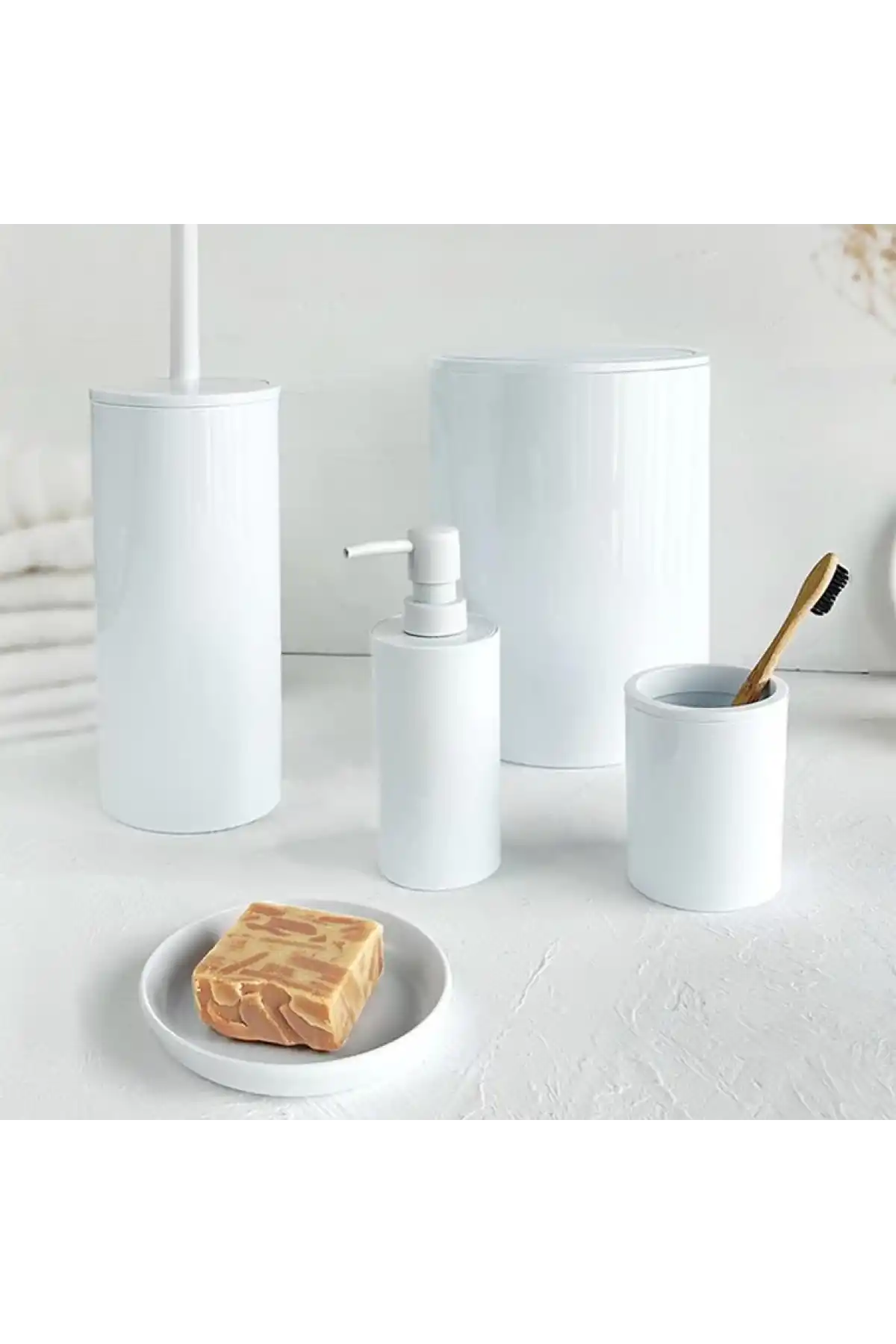 Ansan Flores Akrilik Beyaz Banyo Seti 5 Parça