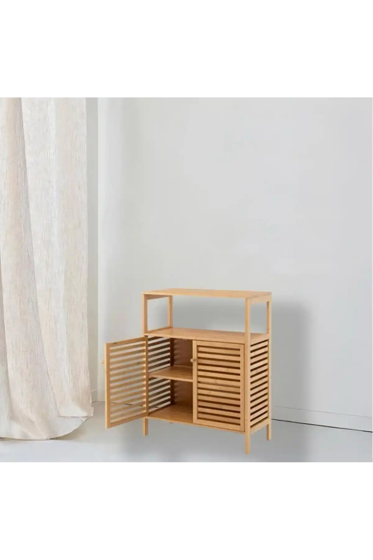 Pan Bambu Raflı 2 Kapaklı Dolap 64x28x80cm