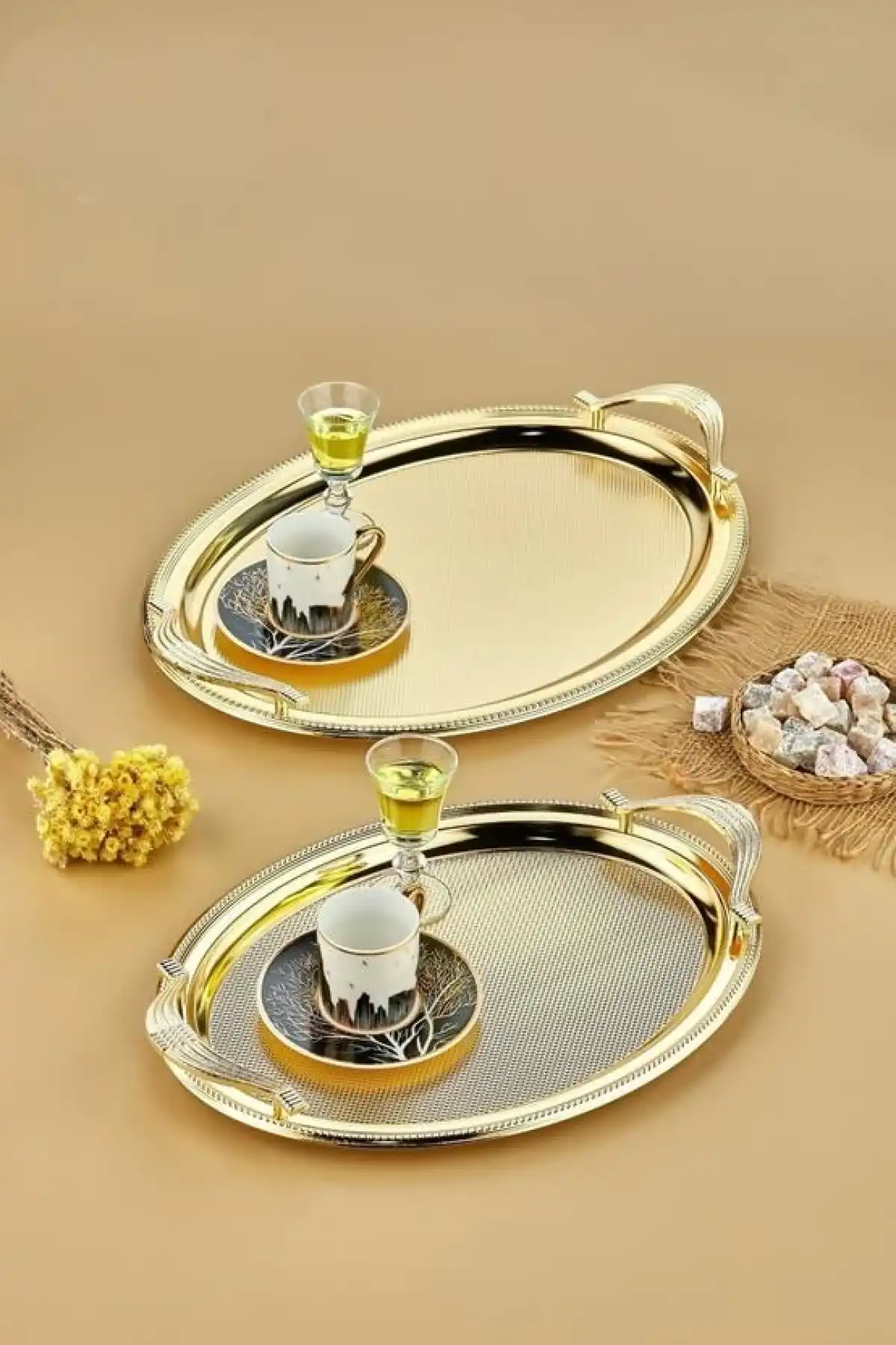 Cooker CKR3165 Gold Oval Metal Tepsi Seti 2li