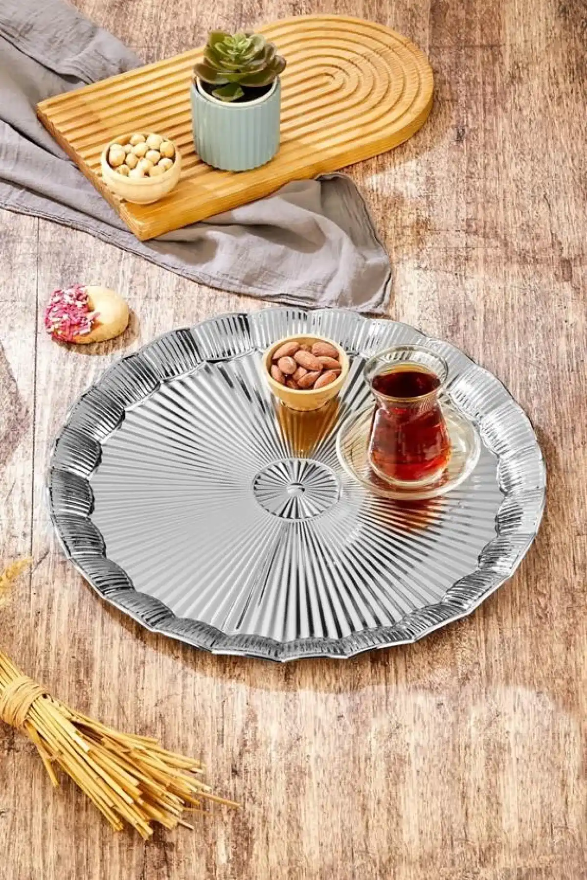 Cok Metal Tepsi Gümüş 35cm