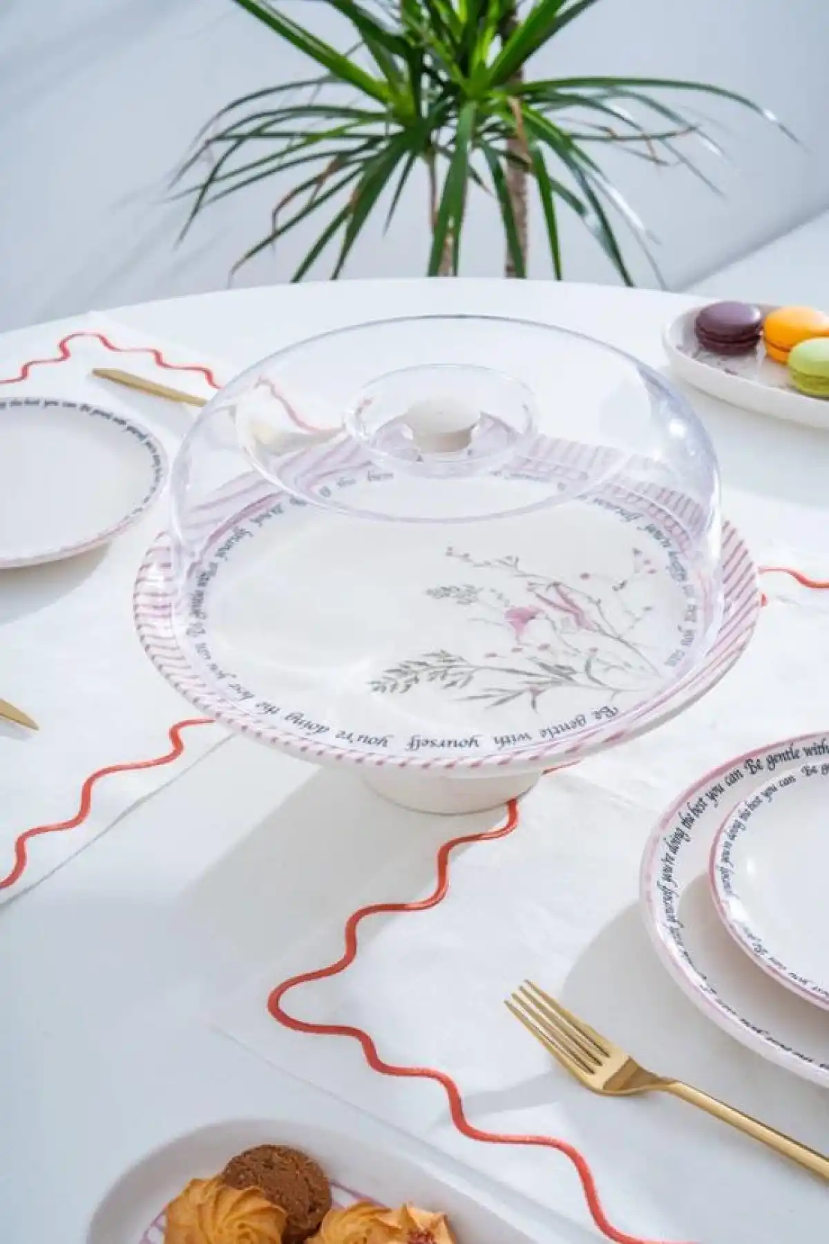 Acar HCA9090 Laila Desenli Ayaklı Kek Fanusu 30 cm