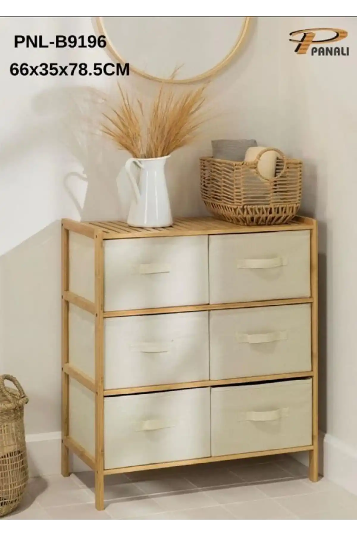 Pan 6 Çekmeceli Bambu