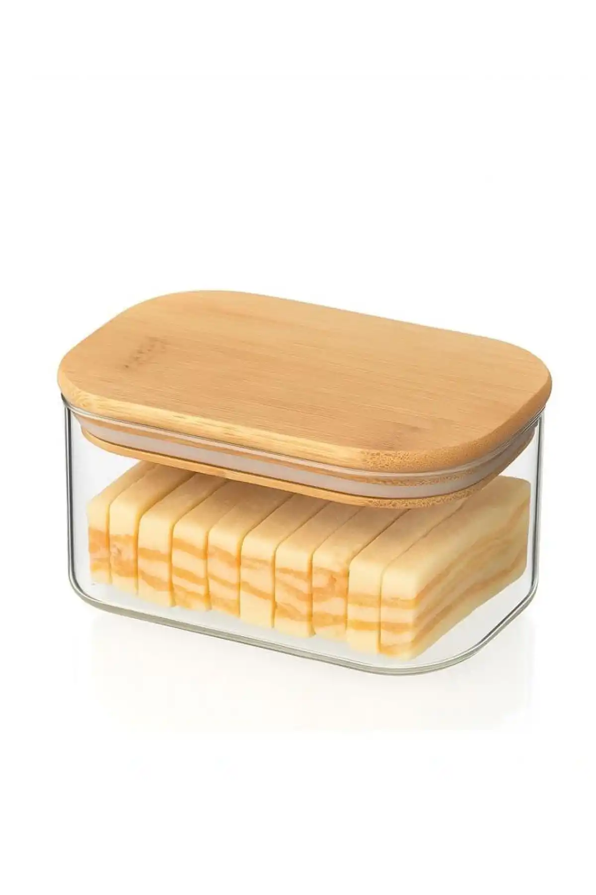 Mien MEN 3H14 Mest Bambu Kapaklı Cam Kahvaltılık 12x6 cm