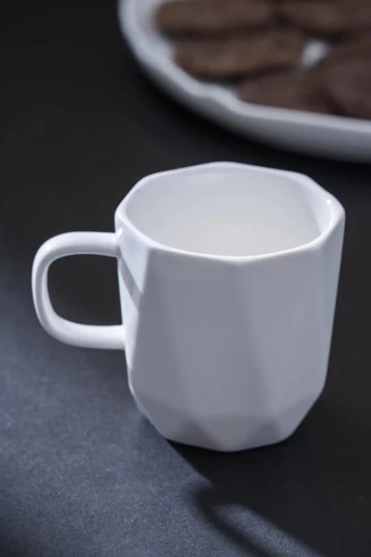 Acar PORM5343 Nero Sekizgen Beyaz Porselen Kupa