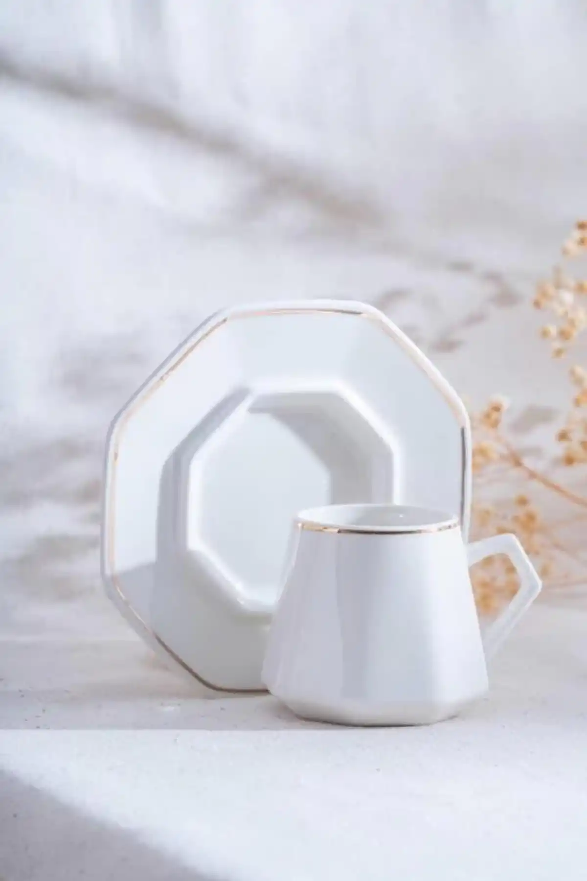 Acar YKG6613 Gold Detaylı Beyaz Porselen Kahve Seti 6lı