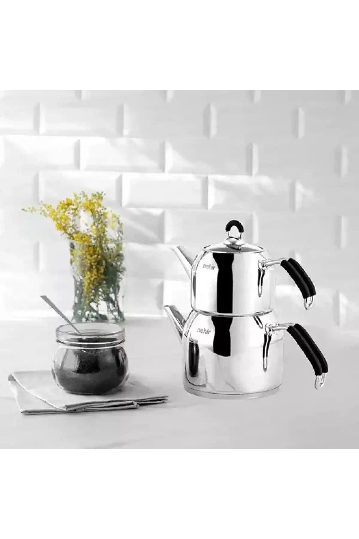 Nhr Modern Midi Çelik Çaydanlık 1+2lt