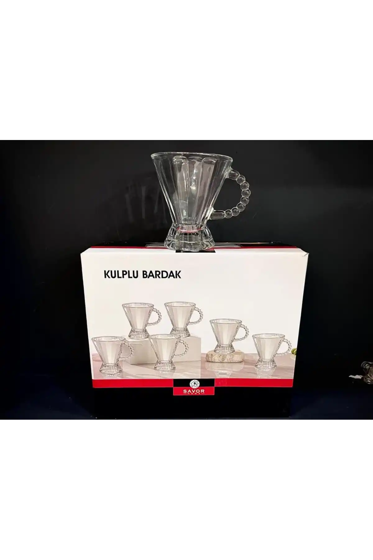 Slv Kulplu Çİzgili Çay Bardağı