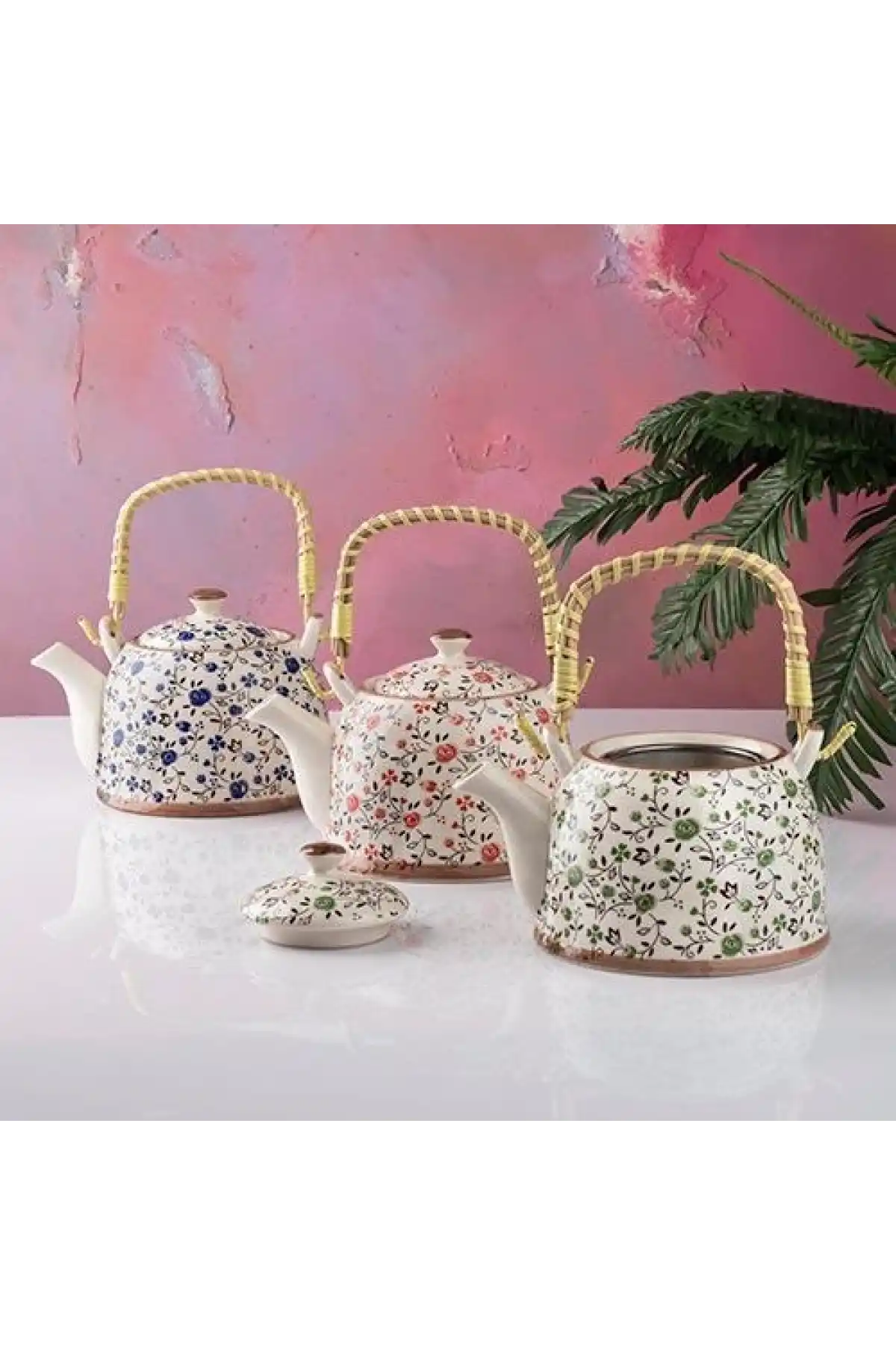 Kosova Çiçekli Porselen Demlik