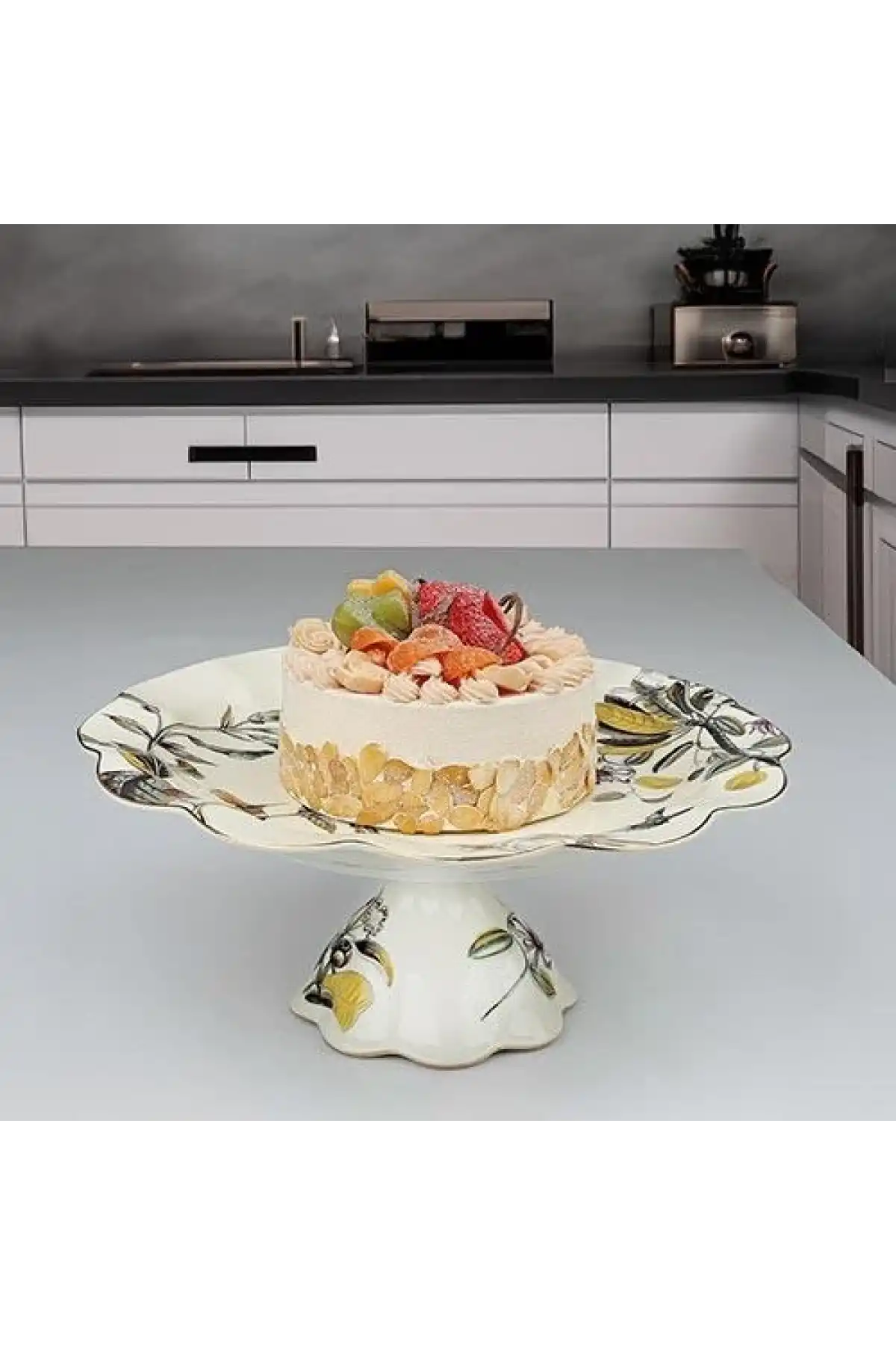 Ksv Porselen Ayaklı Servis 34x34x15cm