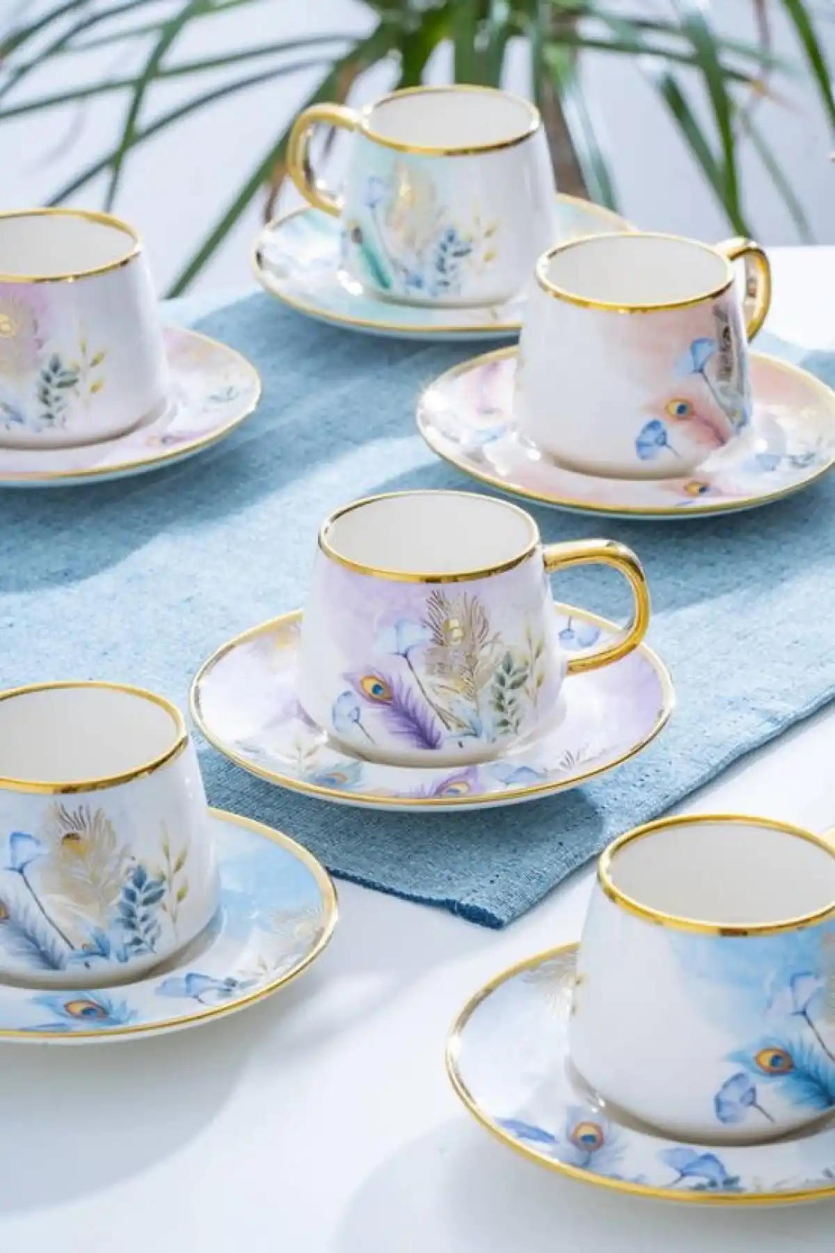 Acar Porselen Gold Detaylı 6lı Kahve Seti