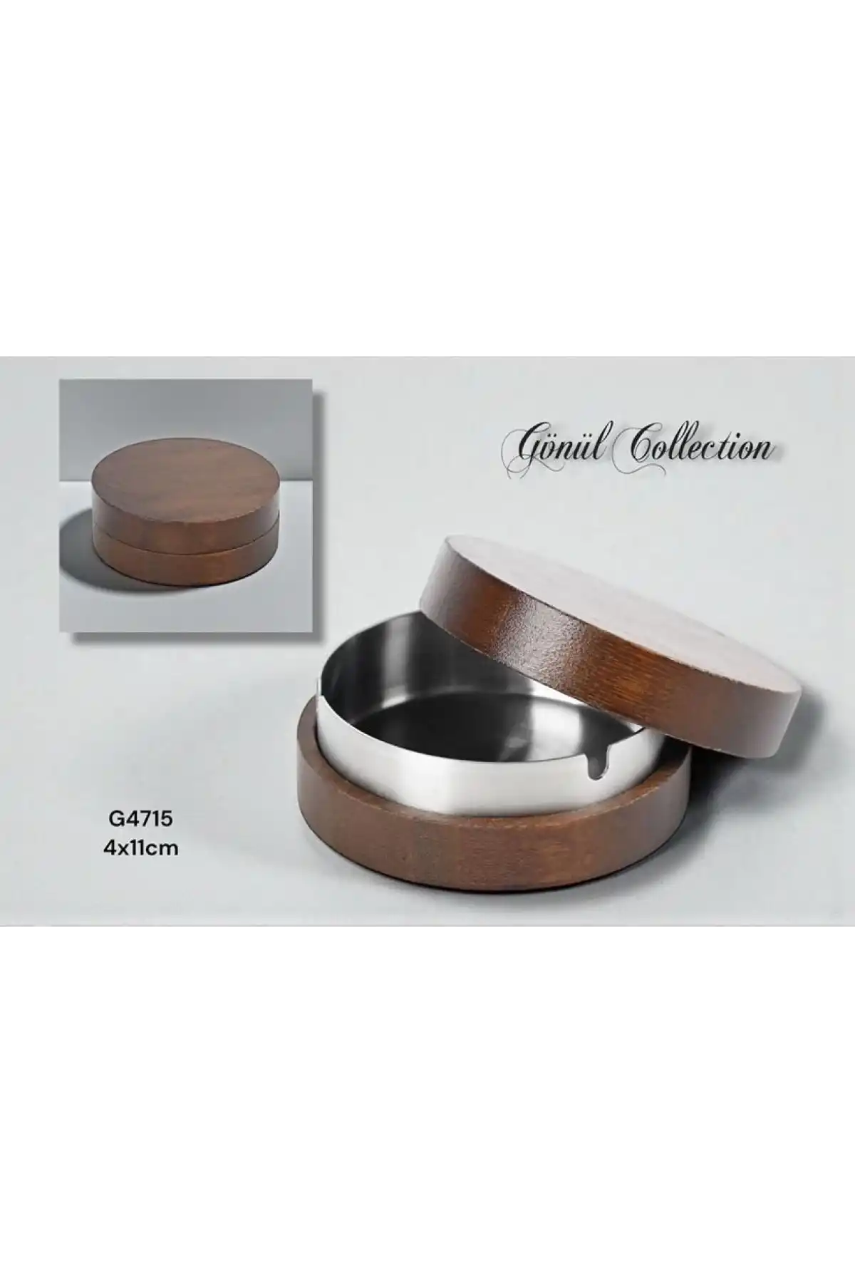 Gönül Mutfak Bambu Kapaklı Koyu Kahverengi Küllük 4x11 cm