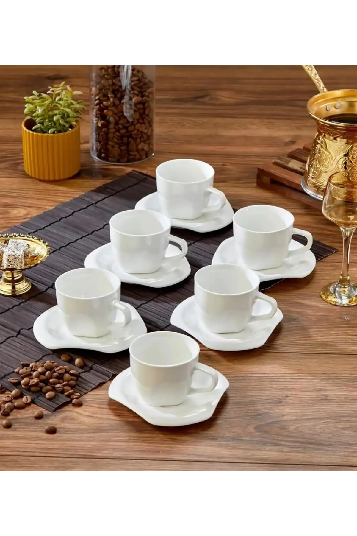 Cooker Beyaz Porselen Kahve Fincanı Seti 6lı
