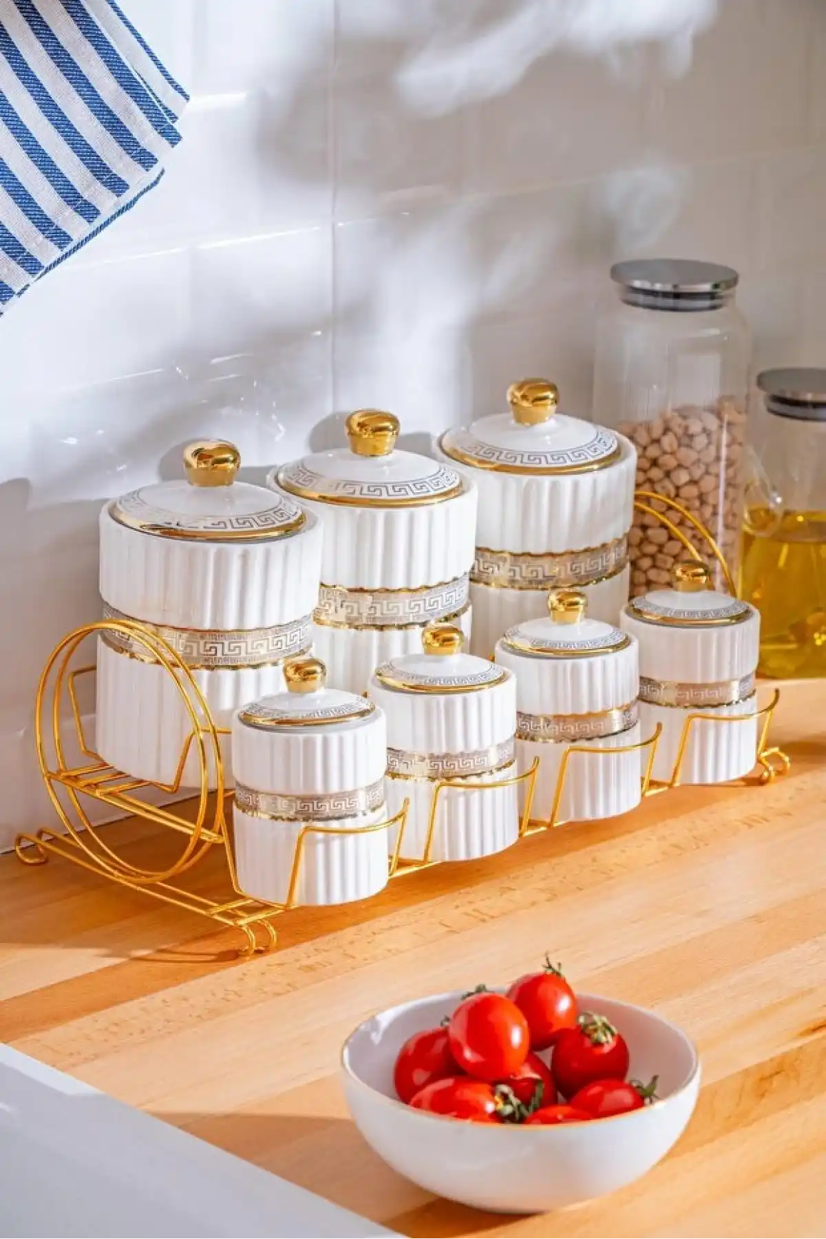 Acar Eva Gold Metal Standlı Baharatlık 7li