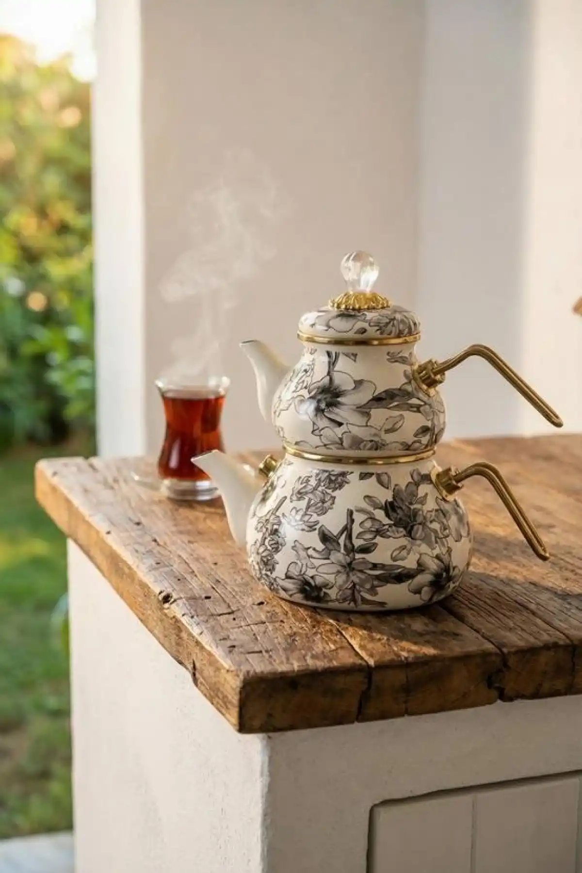 Acar Garden Emaye Çaydanlık