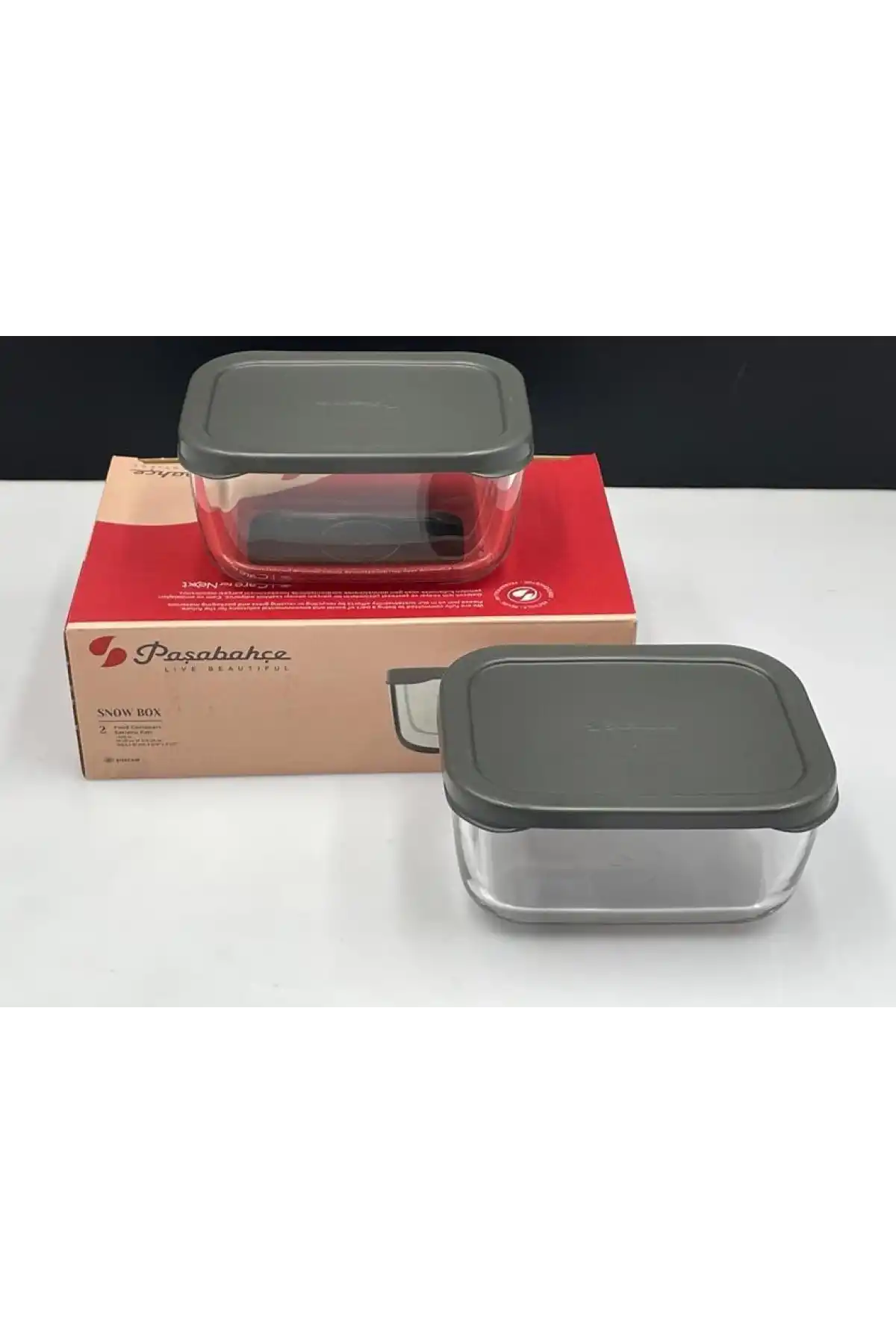 53733-2X12-Snow Box Gri Kapaklı Saklama Kabı