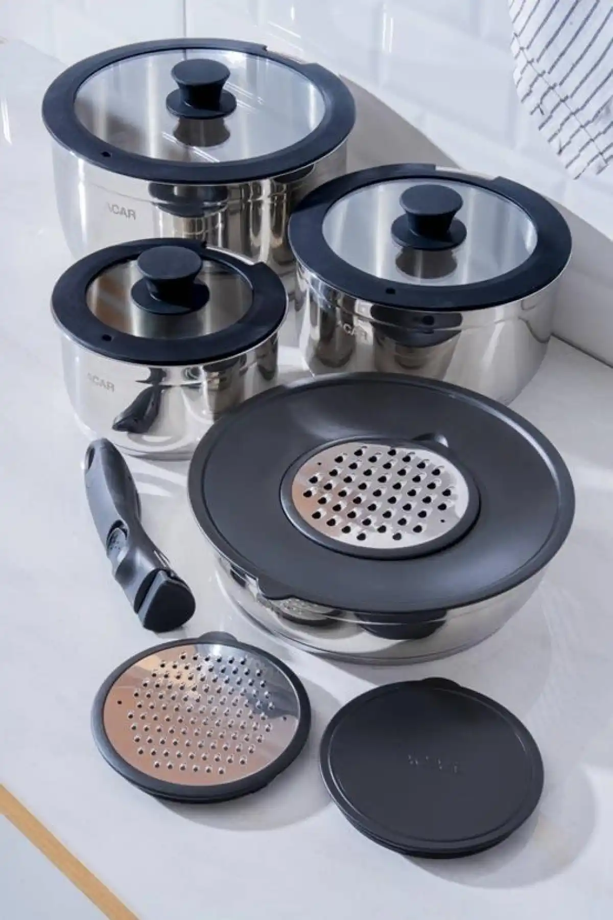 Acar Mars 12 Parça Çelik Tencere Seti