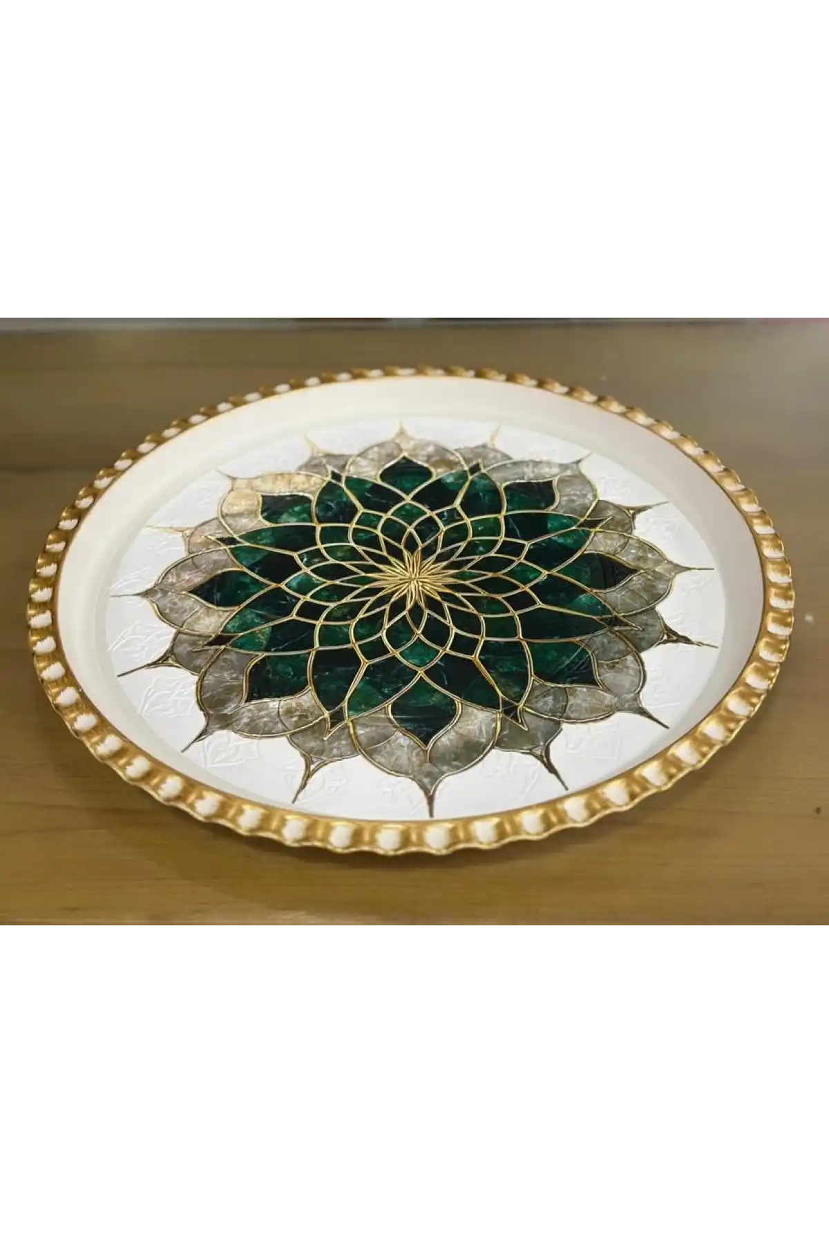 Acar Rose Desenli Yuvarlak Tepsi 47 cm