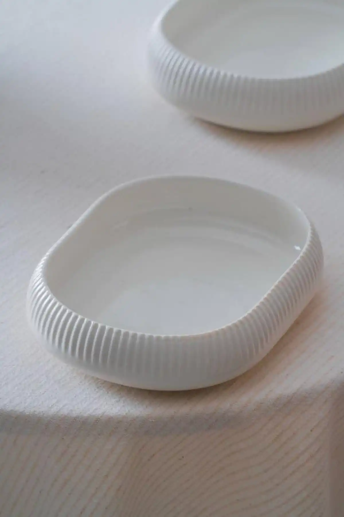 Acar Linea Porselen Oval Beyaz Tabak 18x13x4 cm