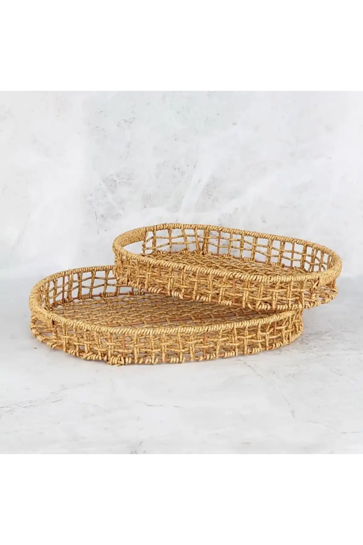 Mien 2li OVal Hasır Tepsi Seti