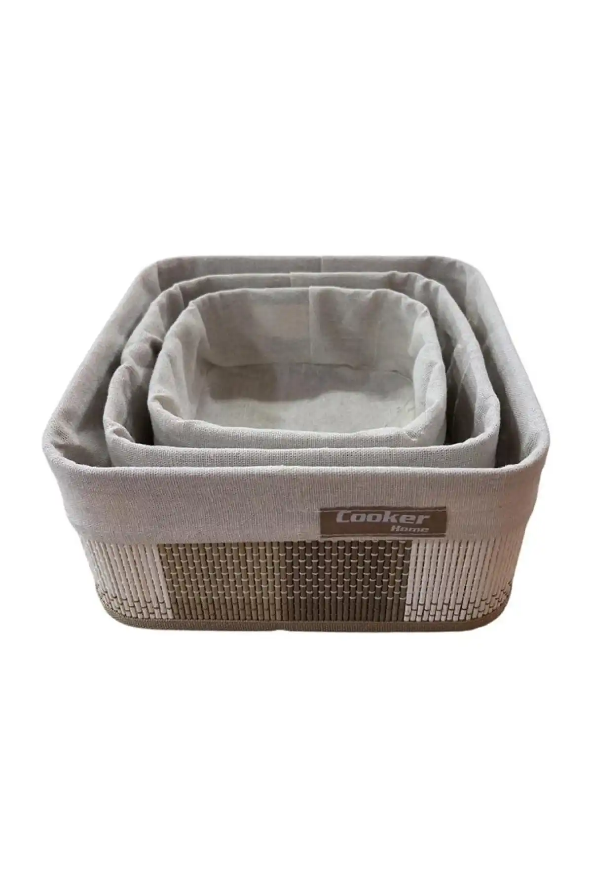 Cooker Kare Gri Sepet Seti 3lü 25x25x12 cm