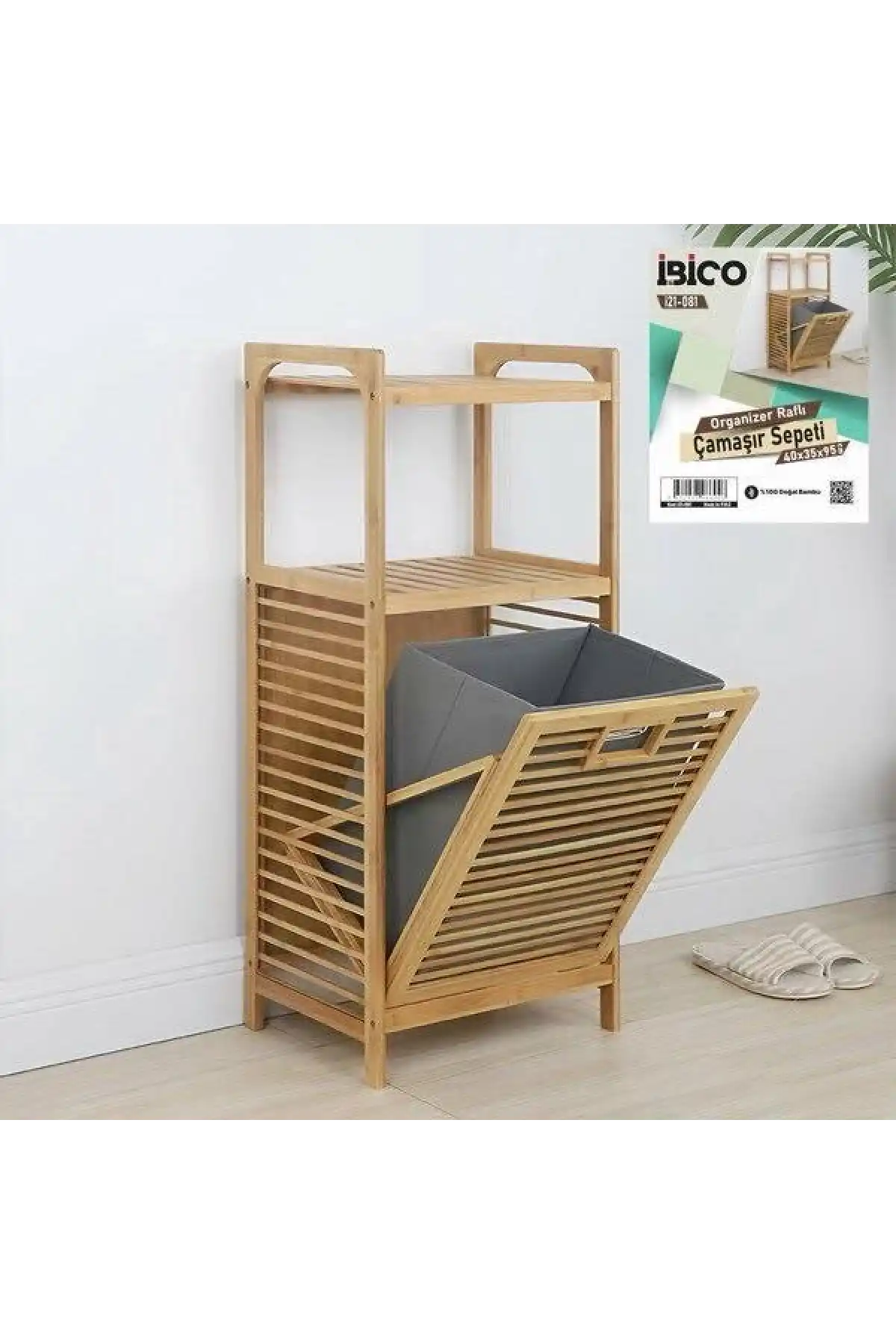 Bay Bambu Raflı Çamaşırlık 40x35x95cm