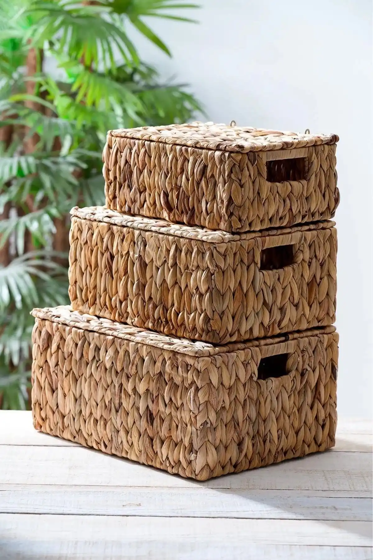 Acar ACR314 Dekoratif Kapaklı Hasır Kutu 3lü