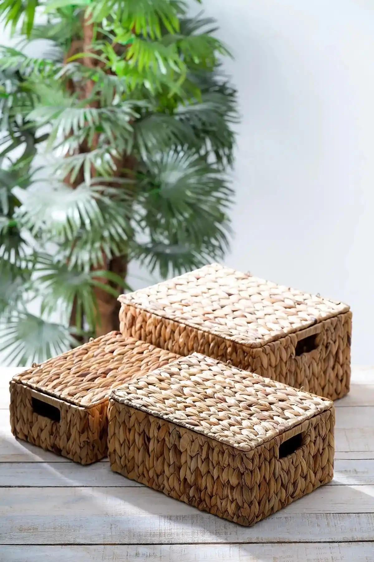 Acar ACR314 Dekoratif Kapaklı Hasır Kutu 3lü