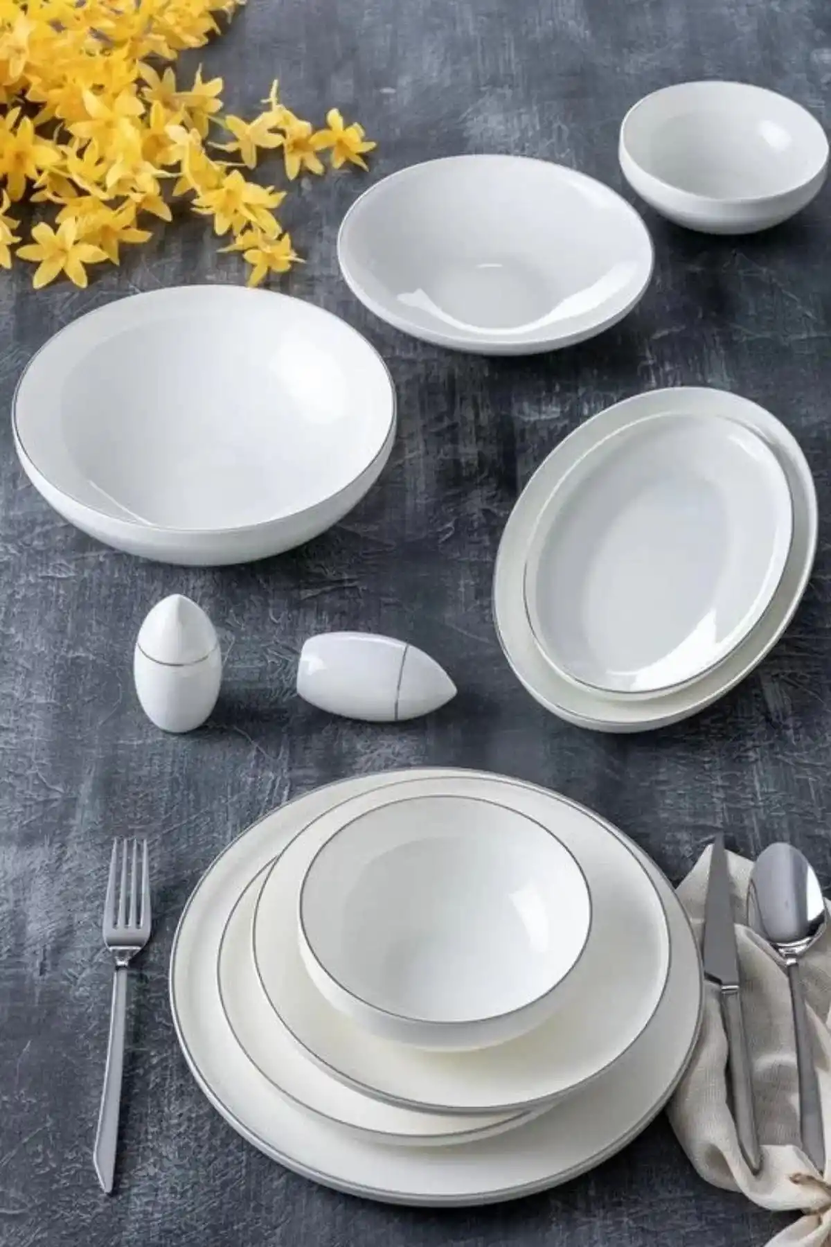Acar HNA22.0069 Silver Detaylı Yemek Takımı 30 Parça