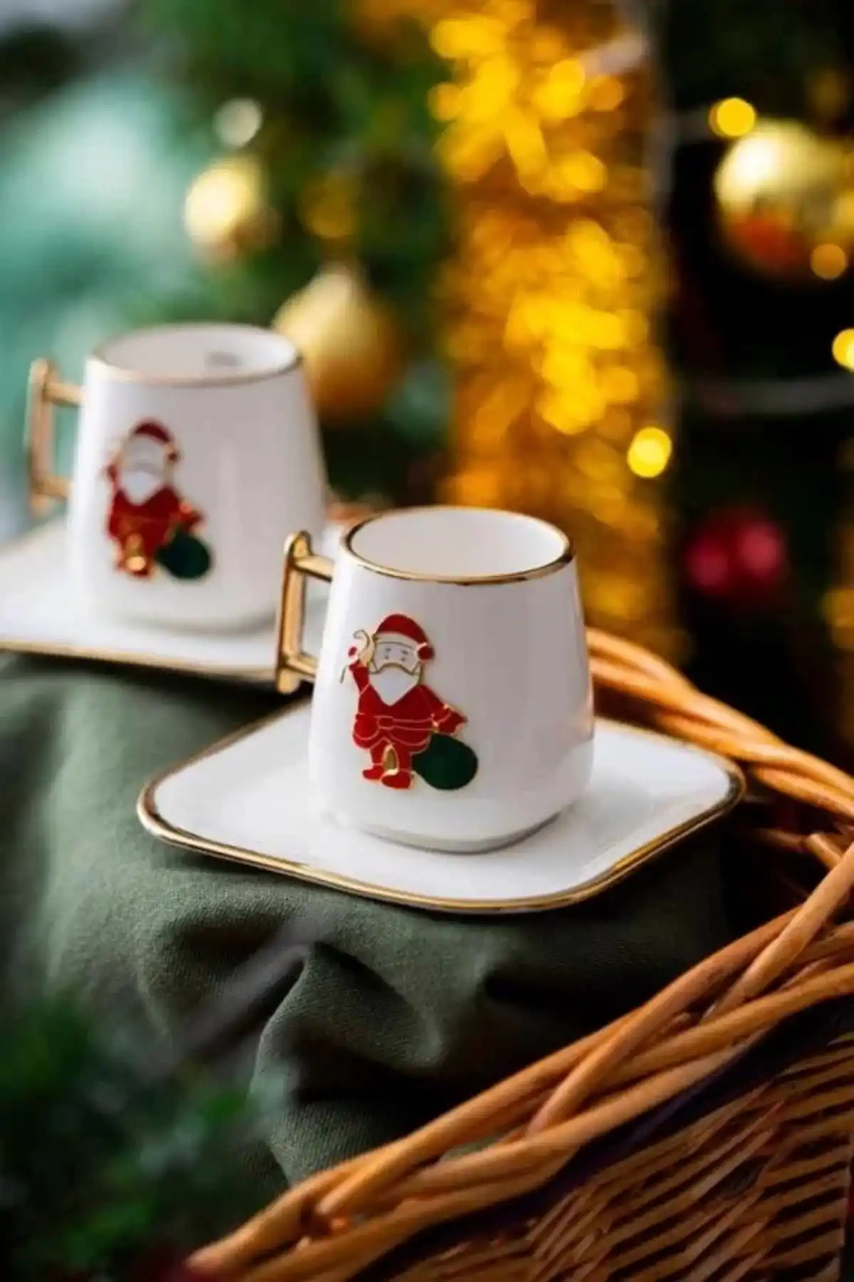 Acar KAI6595 Noel Baba Desenli Kahve Fincan Takımı 2li