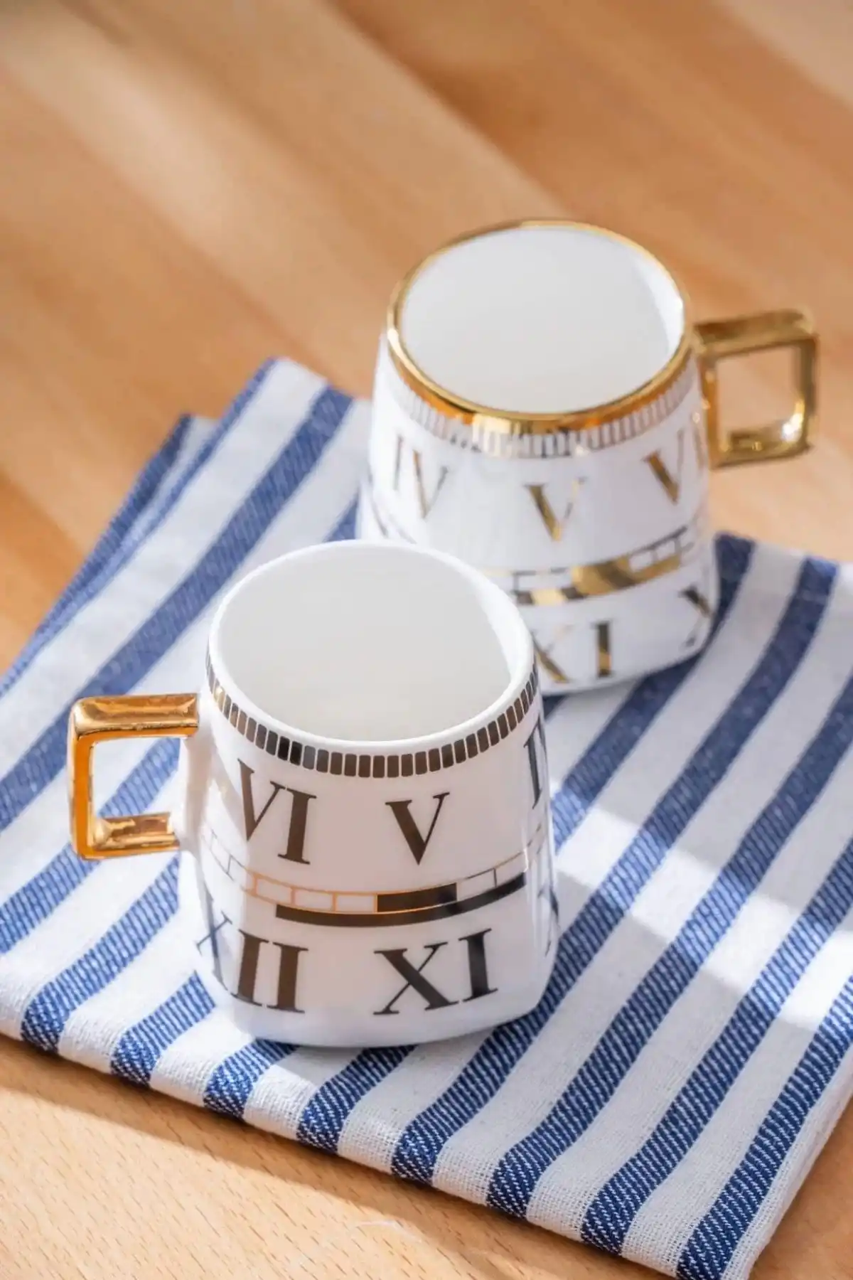 Acar KAI6832 Roma Rakamlı Gold-Beyaz Porselen Kupa 1 Adet