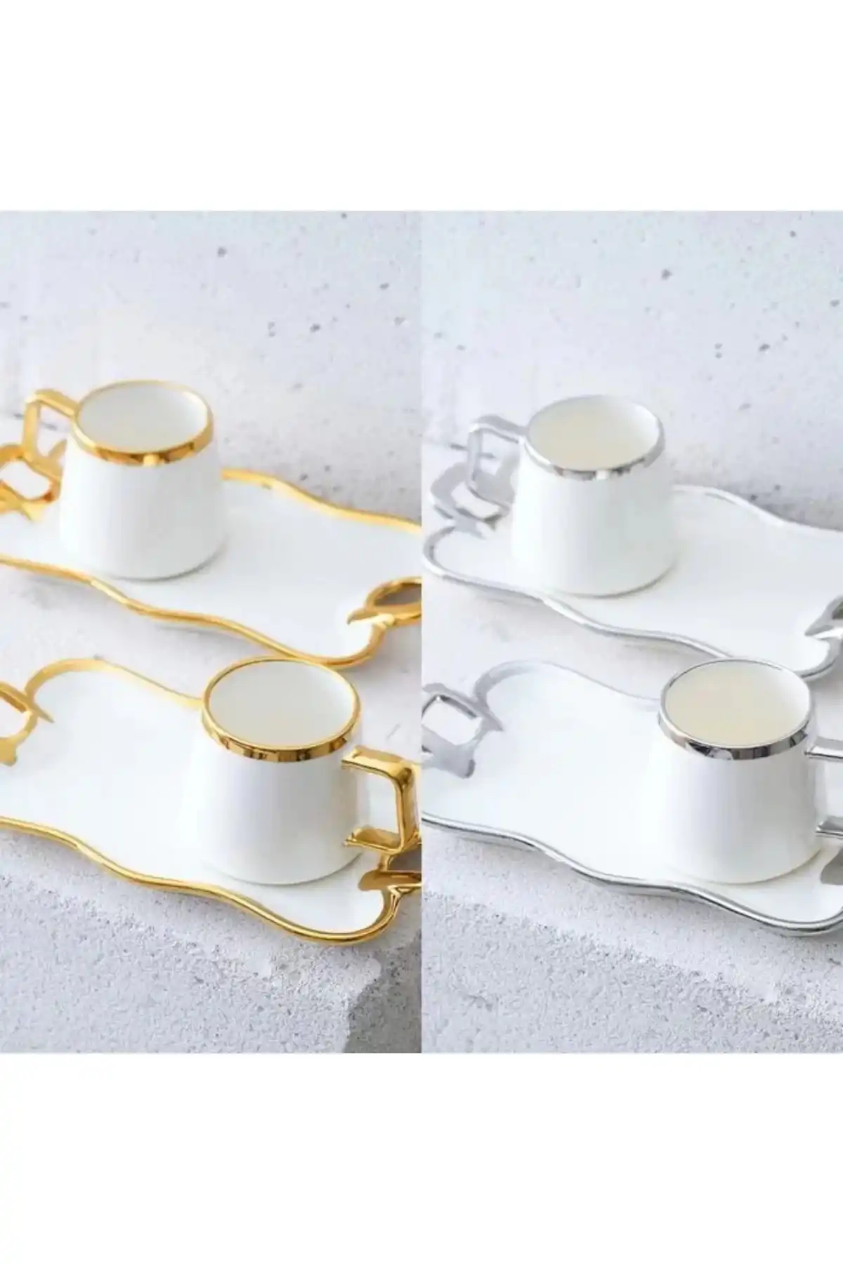 Acar KAI7645 Gold-Silver Kahve Fincan Takımı 2li