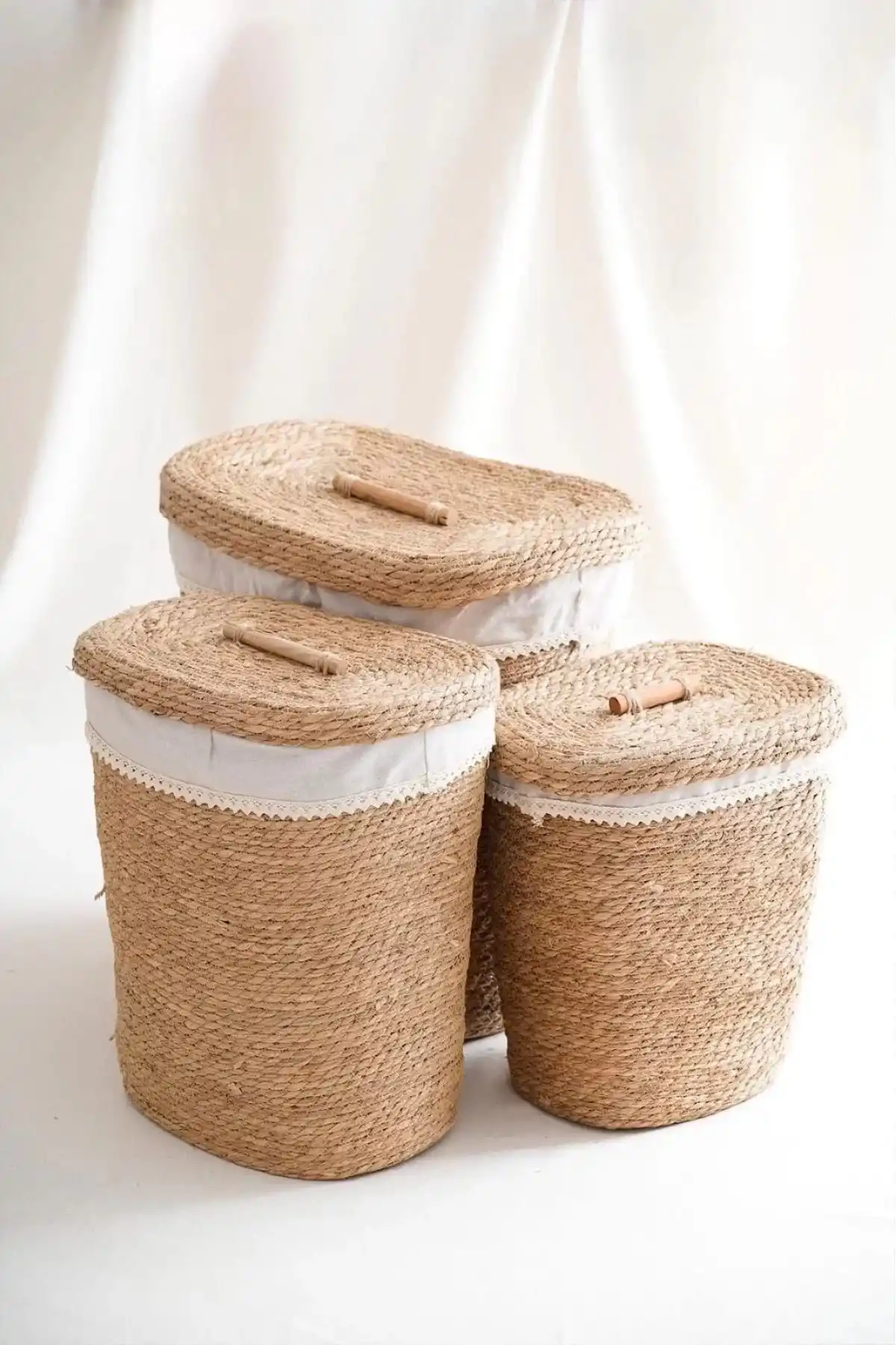 Acar LNY6447 Hasır Çamaşır Sepeti 3lü