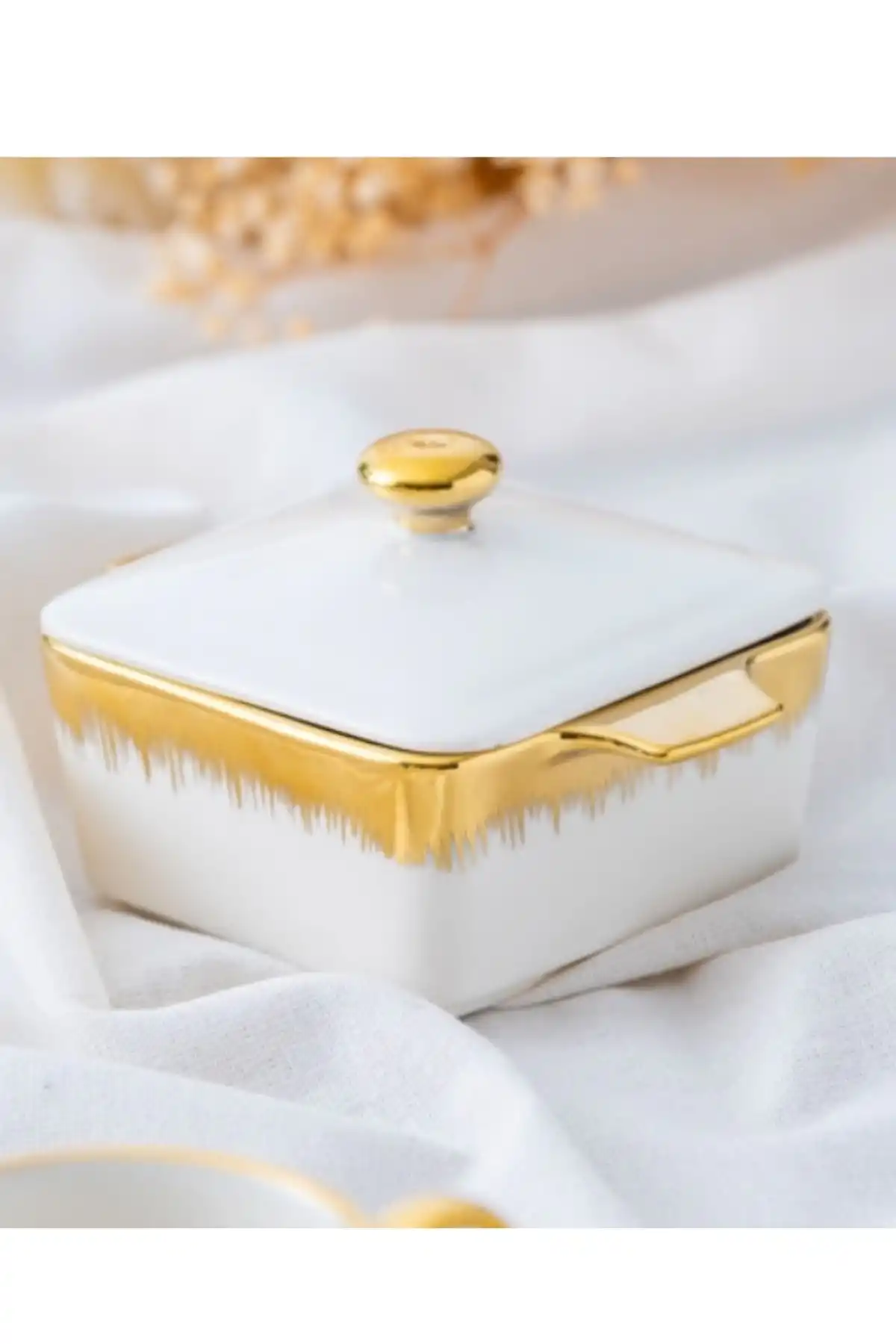 Acar PORJ5207 Porselen Kare Kapaklı Kase 11 Cm