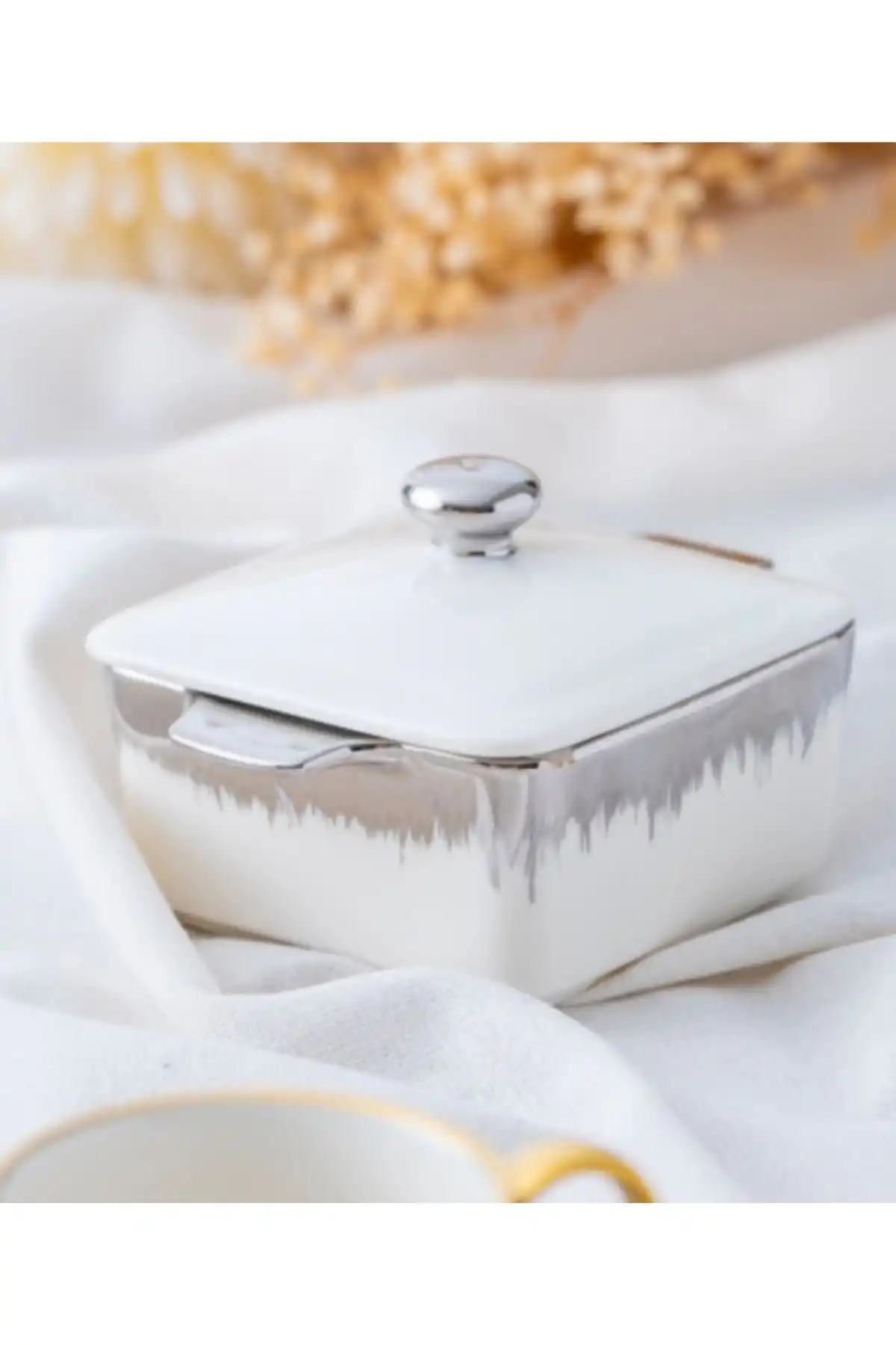 Acar PORJ5207 Porselen Kare Kapaklı Kase 11 Cm